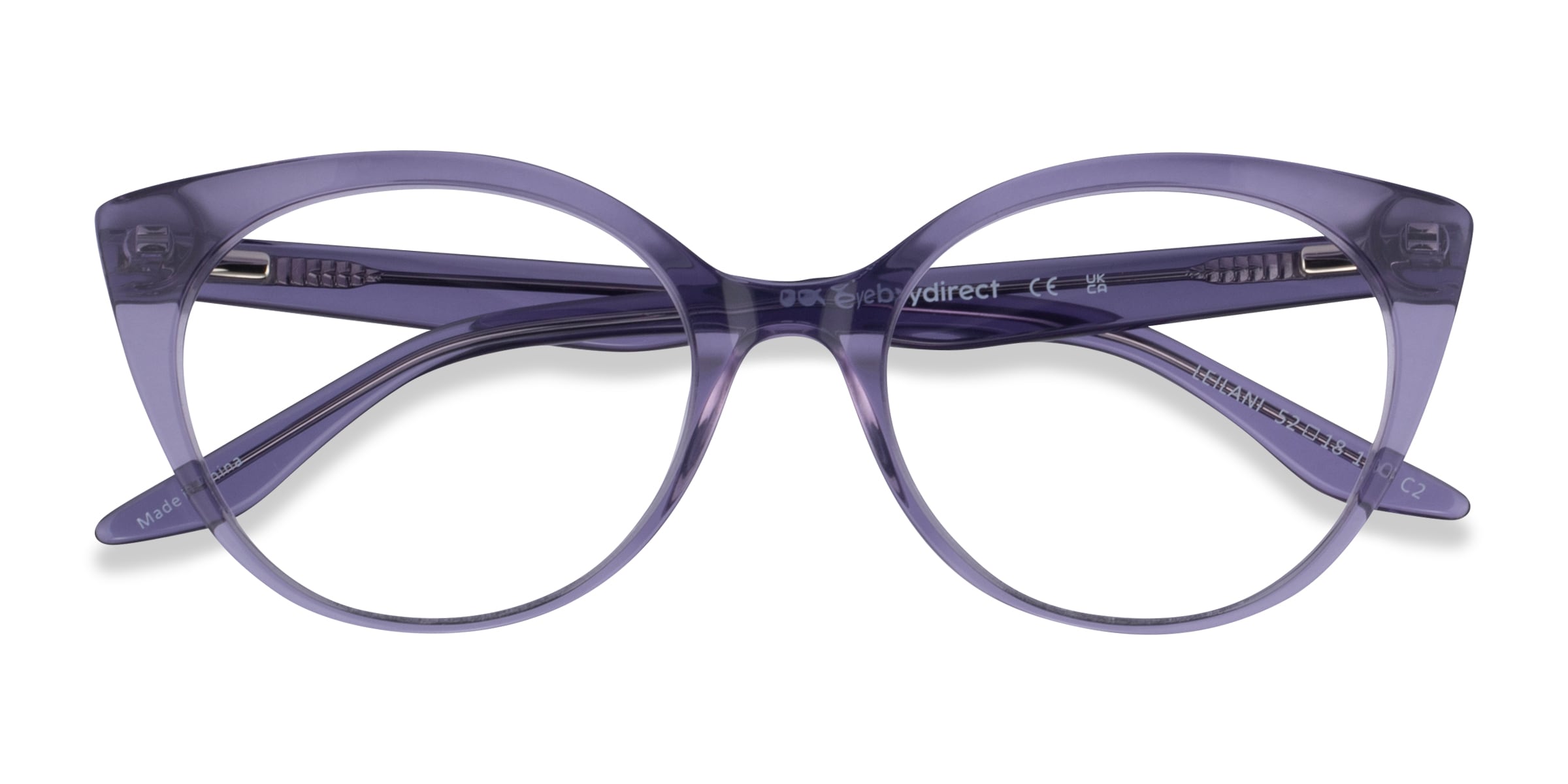 Leilani Cat Eye Clear Purple Glasses for Women