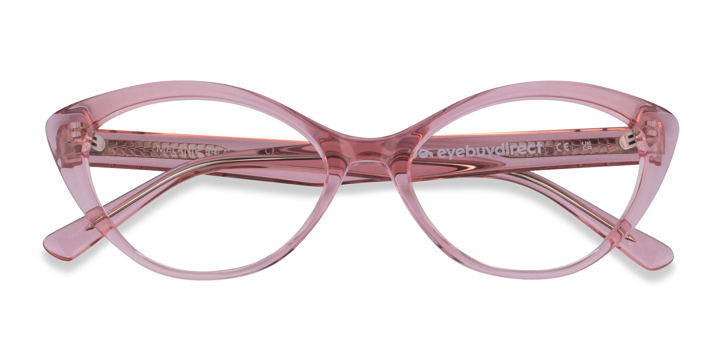 Melanie Cat Eye Crystal Pink Glasses for Women