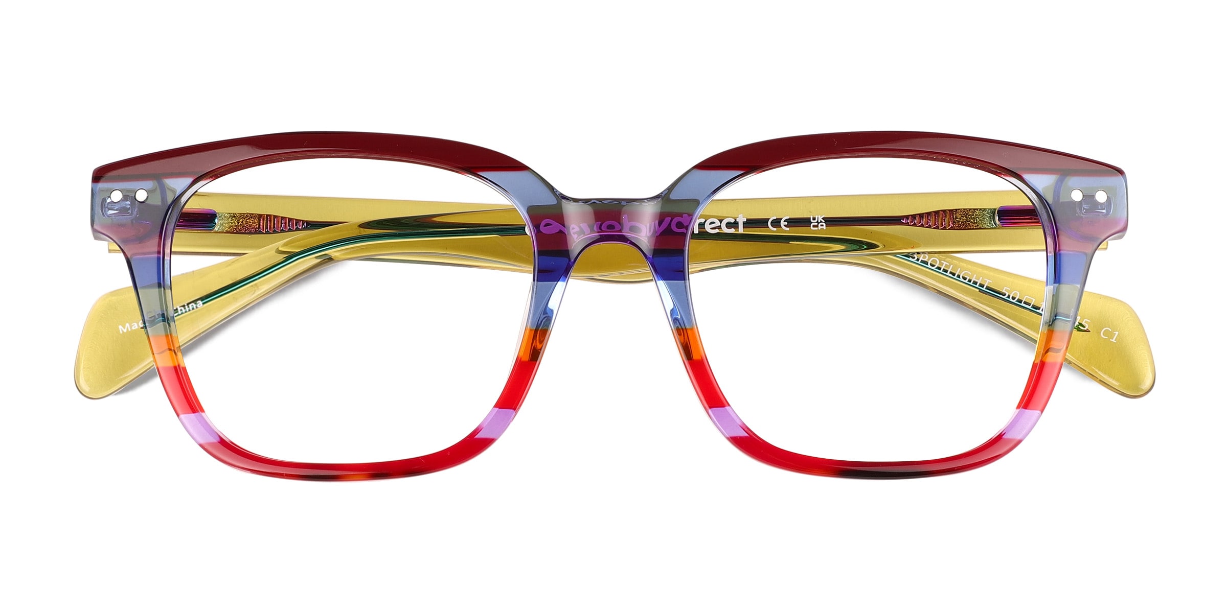Spotlight Square Red Blue Rainbow Full Rim Eyeglasses