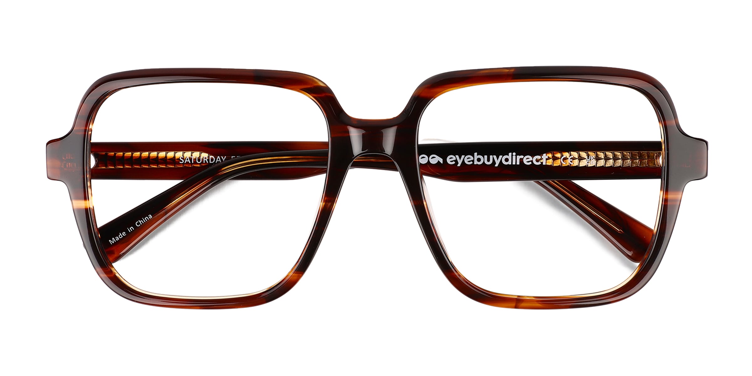Saturday Square Brown Striped Full Rim Eyeglasses