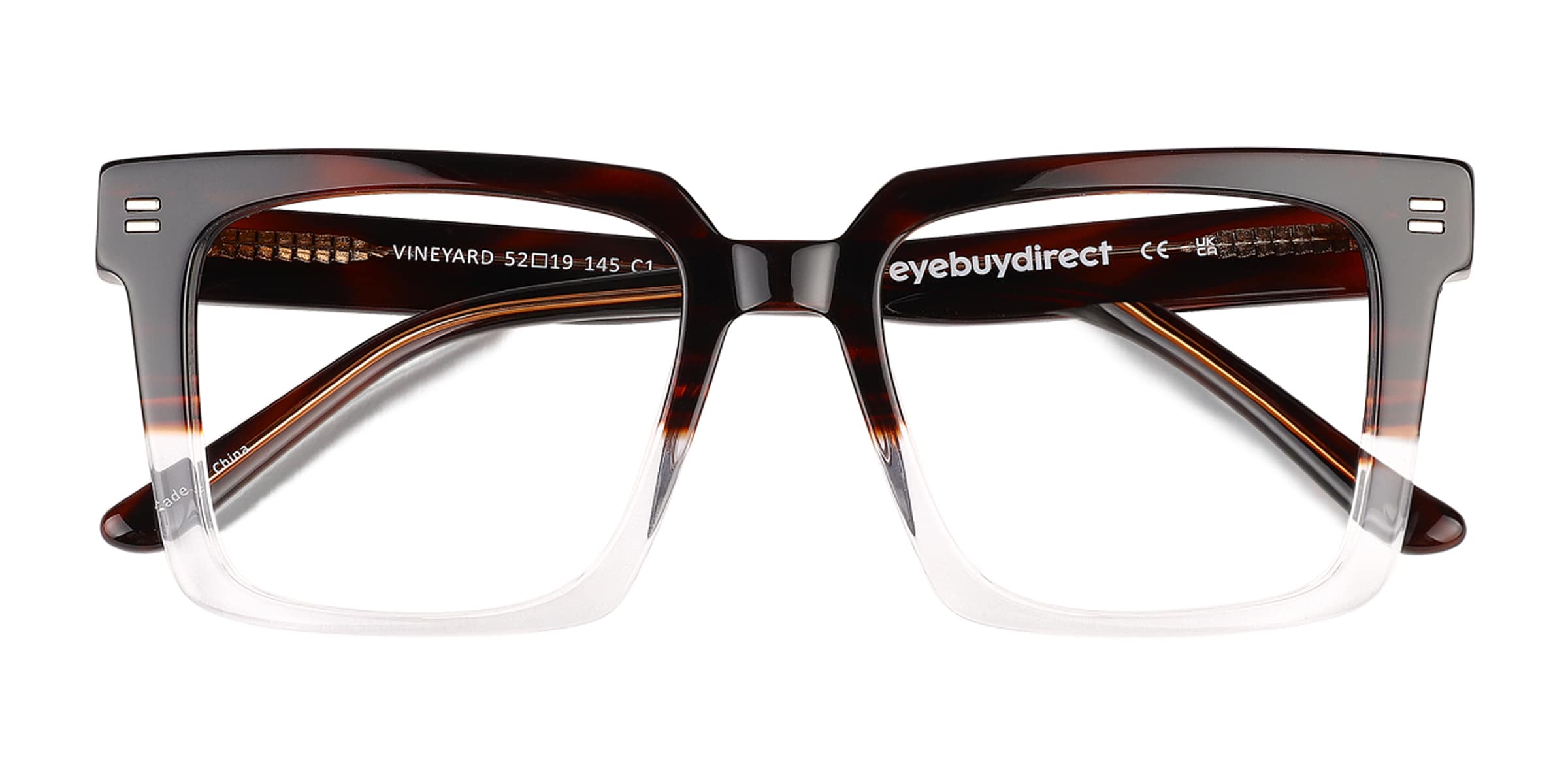 Vineyard Square Brown Clear Full Rim Eyeglasses