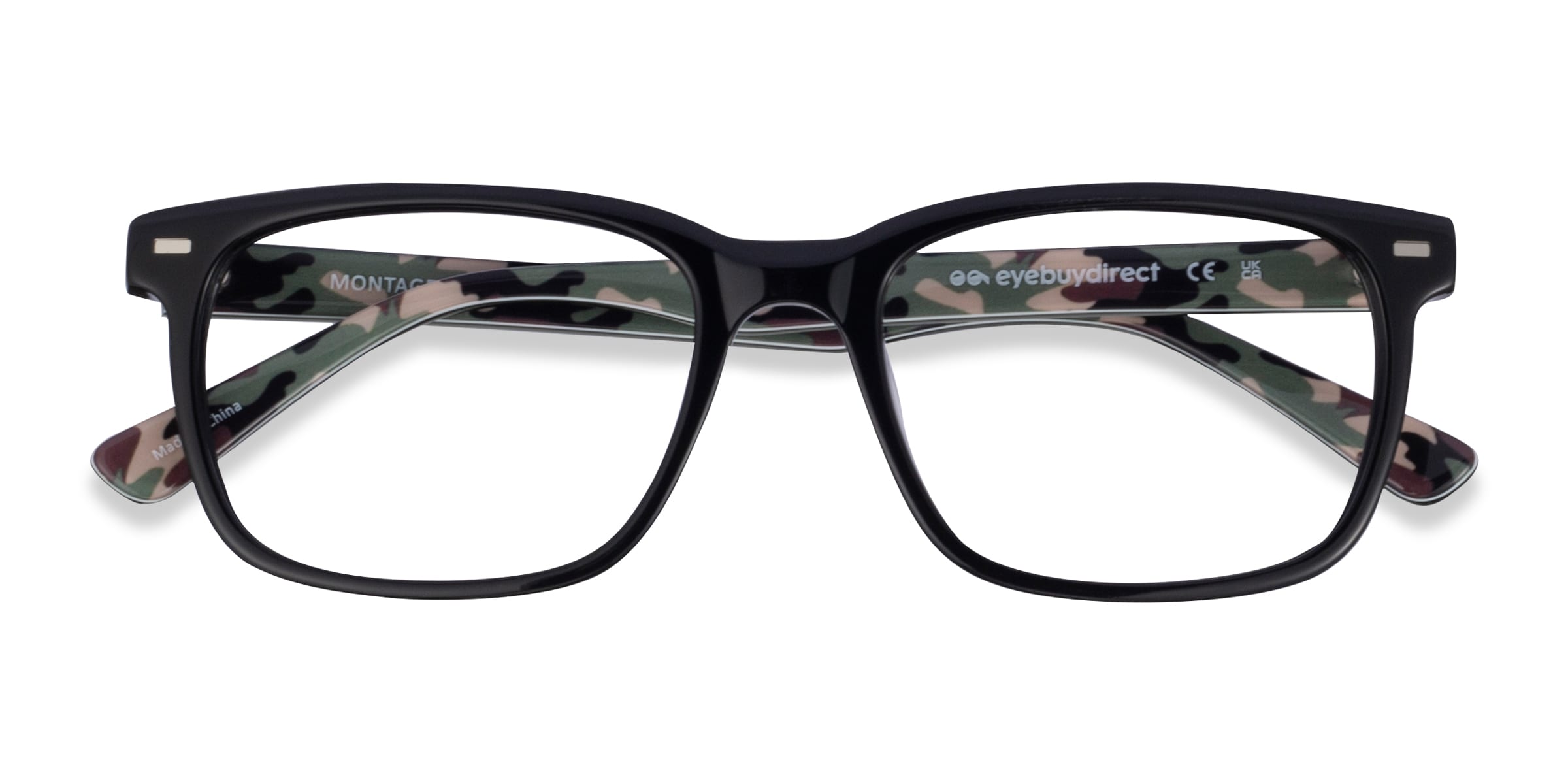 Montage Rectangle Solid Black Green Glasses for Men