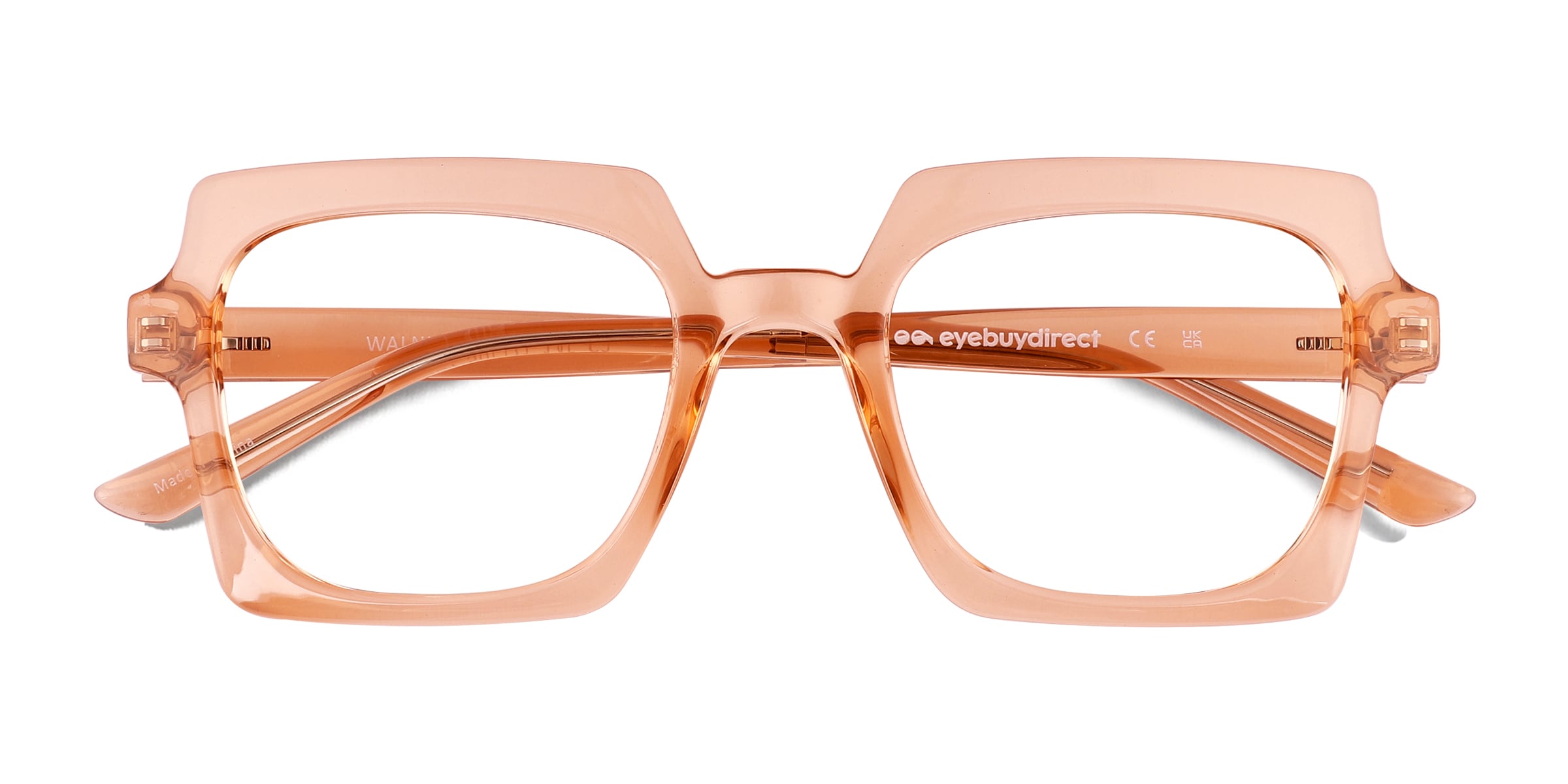 Walnut Square Crystal Orange Full Rim Eyeglasses