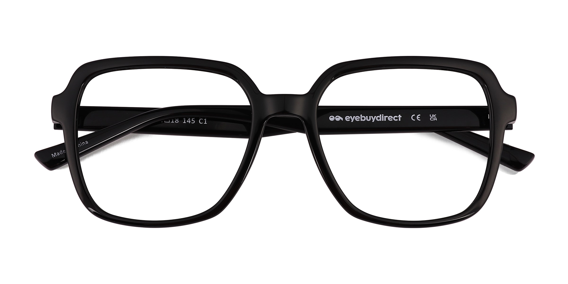 Acer Square Shiny Black Full Rim Eyeglasses