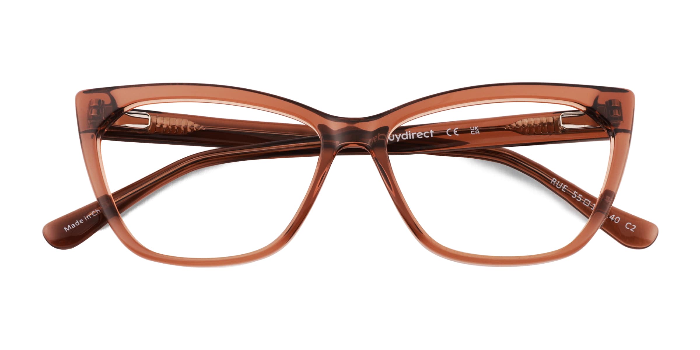 Rue Cat Eye Crystal Brown Glasses for Women