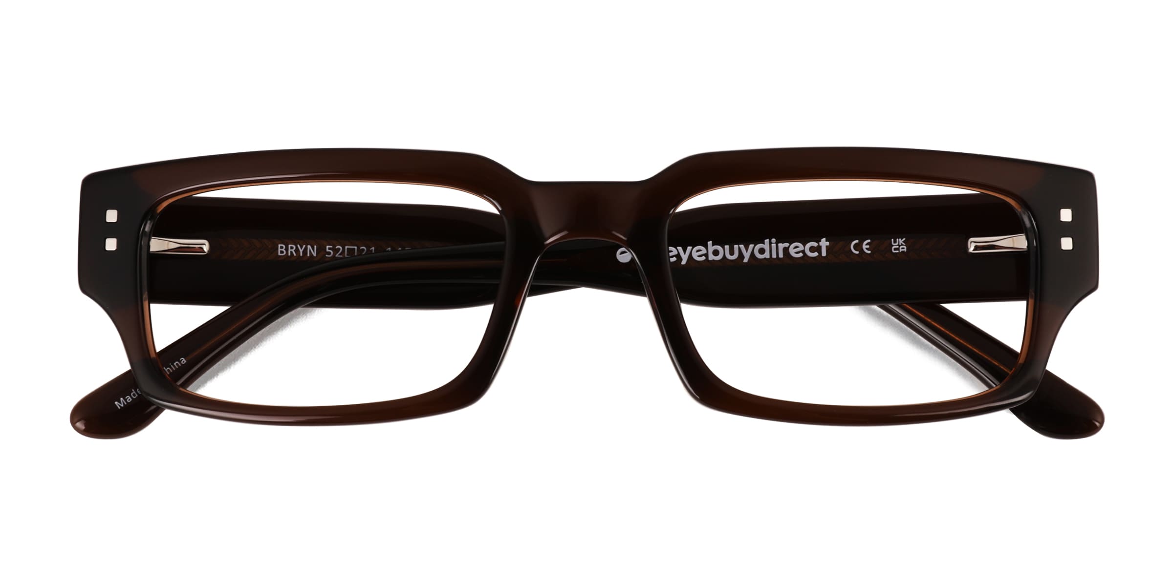 Bryn Rectangle Crystal Brown Full Rim Eyeglasses