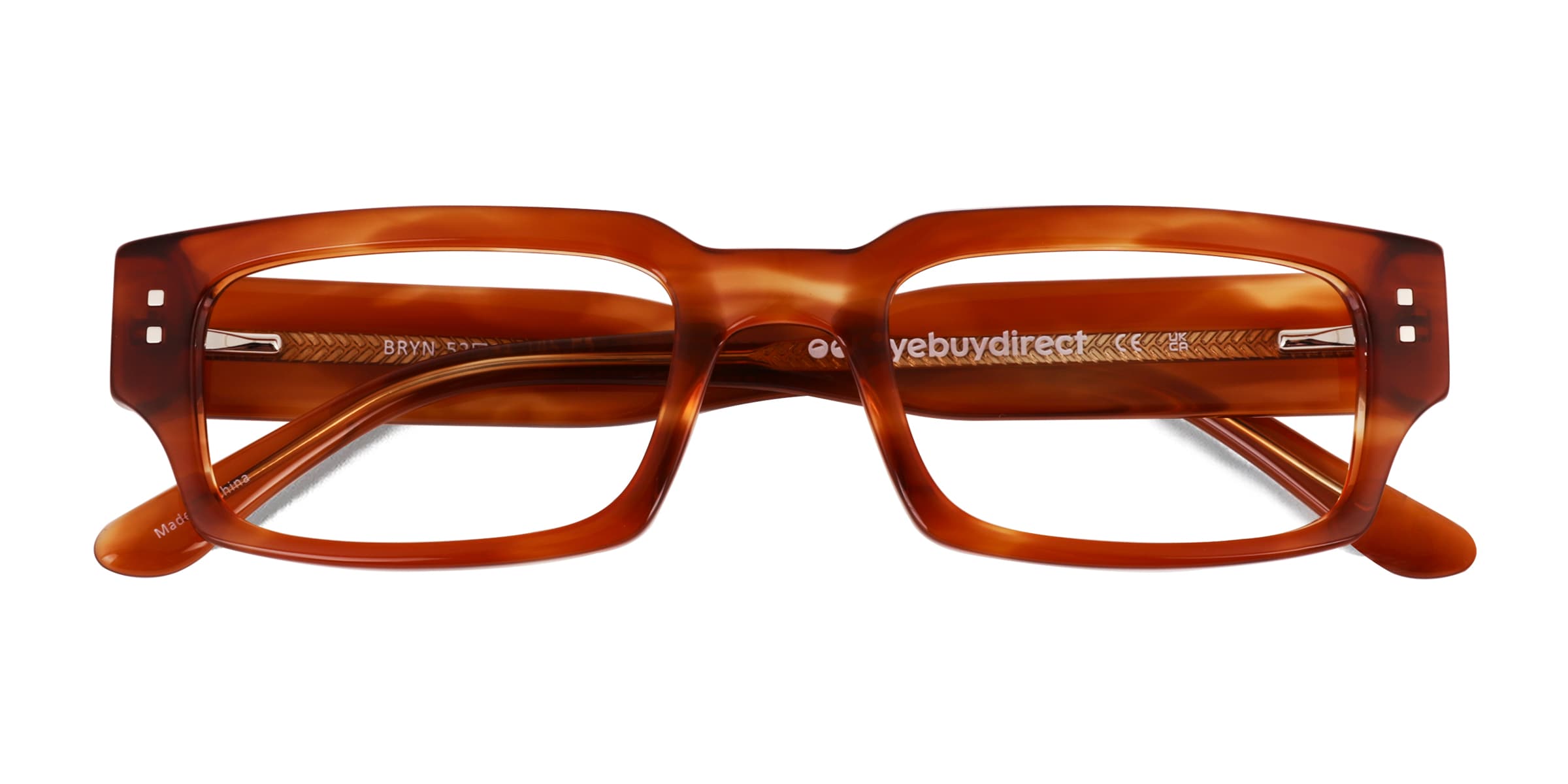 Bryn Rectangle Striped Brown Full Rim Eyeglasses