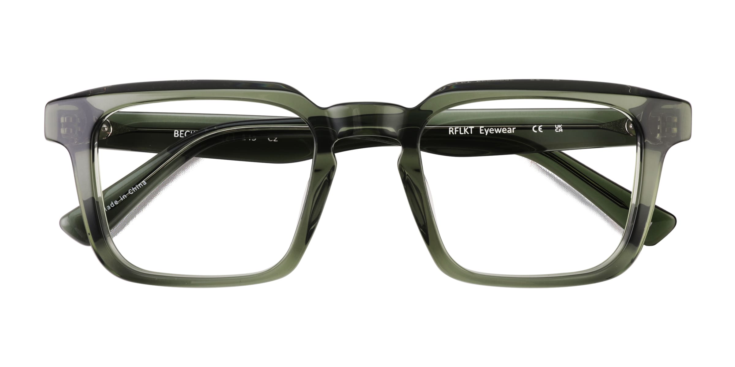 Beck Square Crystal Green Full Rim Eyeglasses