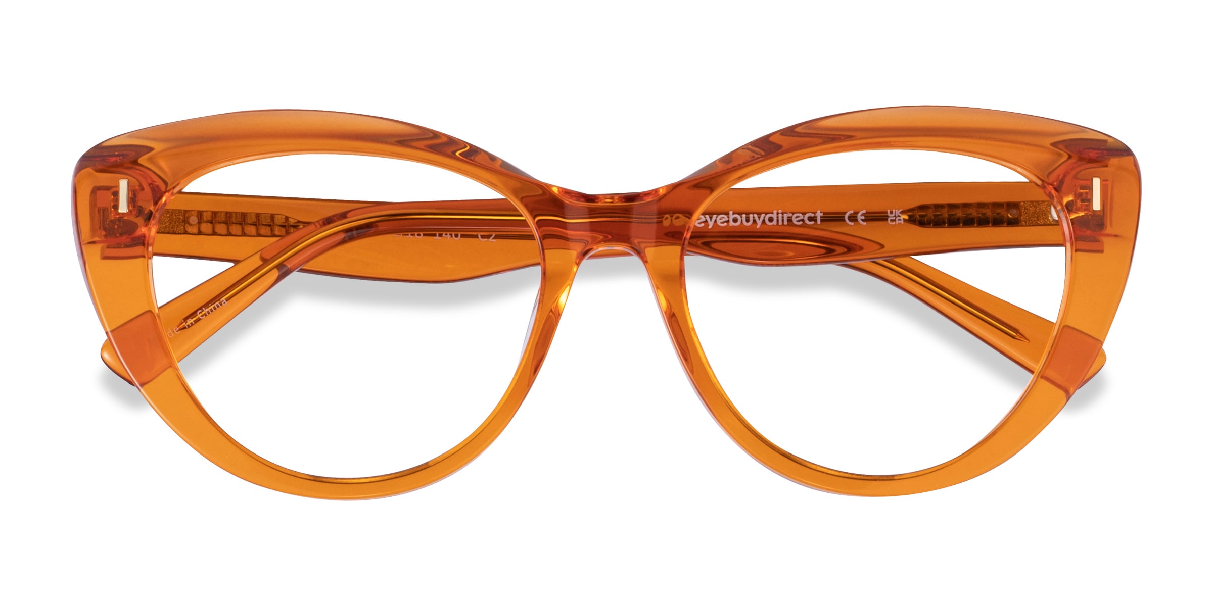 Kitty Cat Eye Crystal Orange Glasses for Women