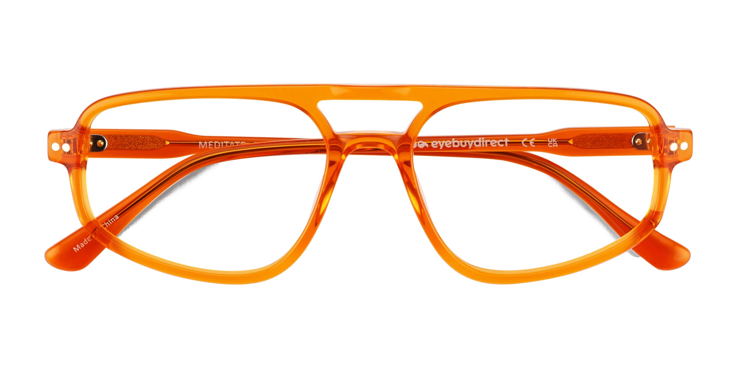 Meditate Aviator Crystal Orange Glasses for Men