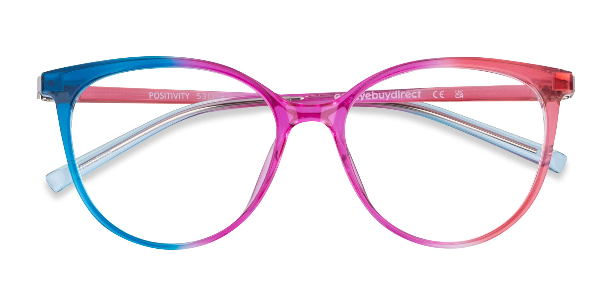 Positivity Cat Eye Purple Pink Rainbow Glasses for Women