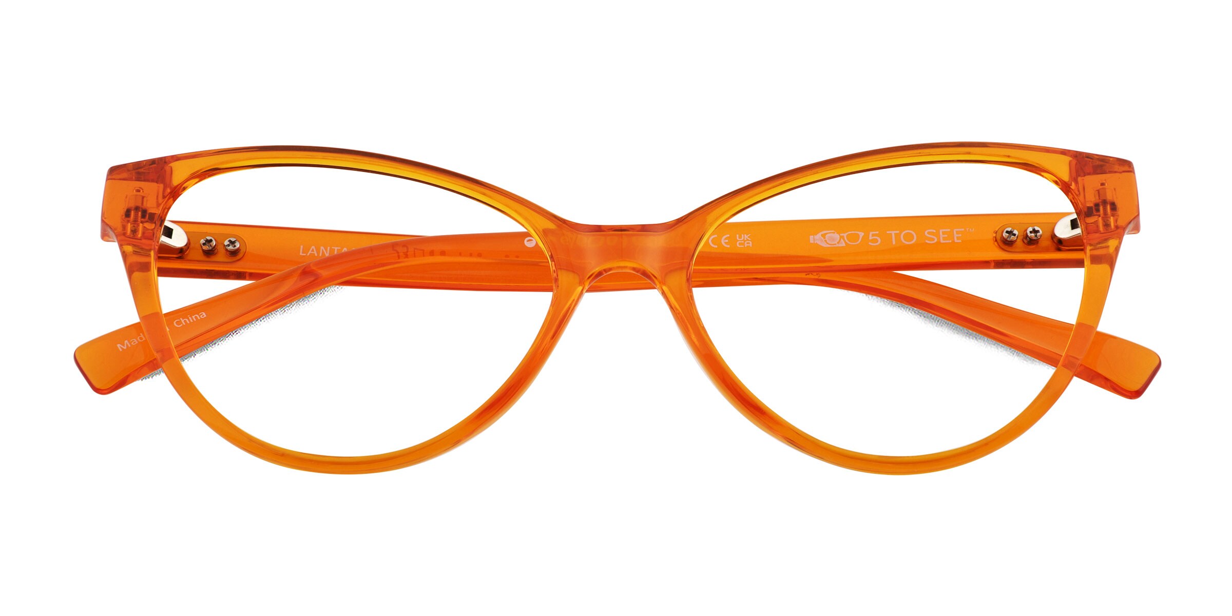 Lantana Cat Eye Clear Orange Glasses for Women