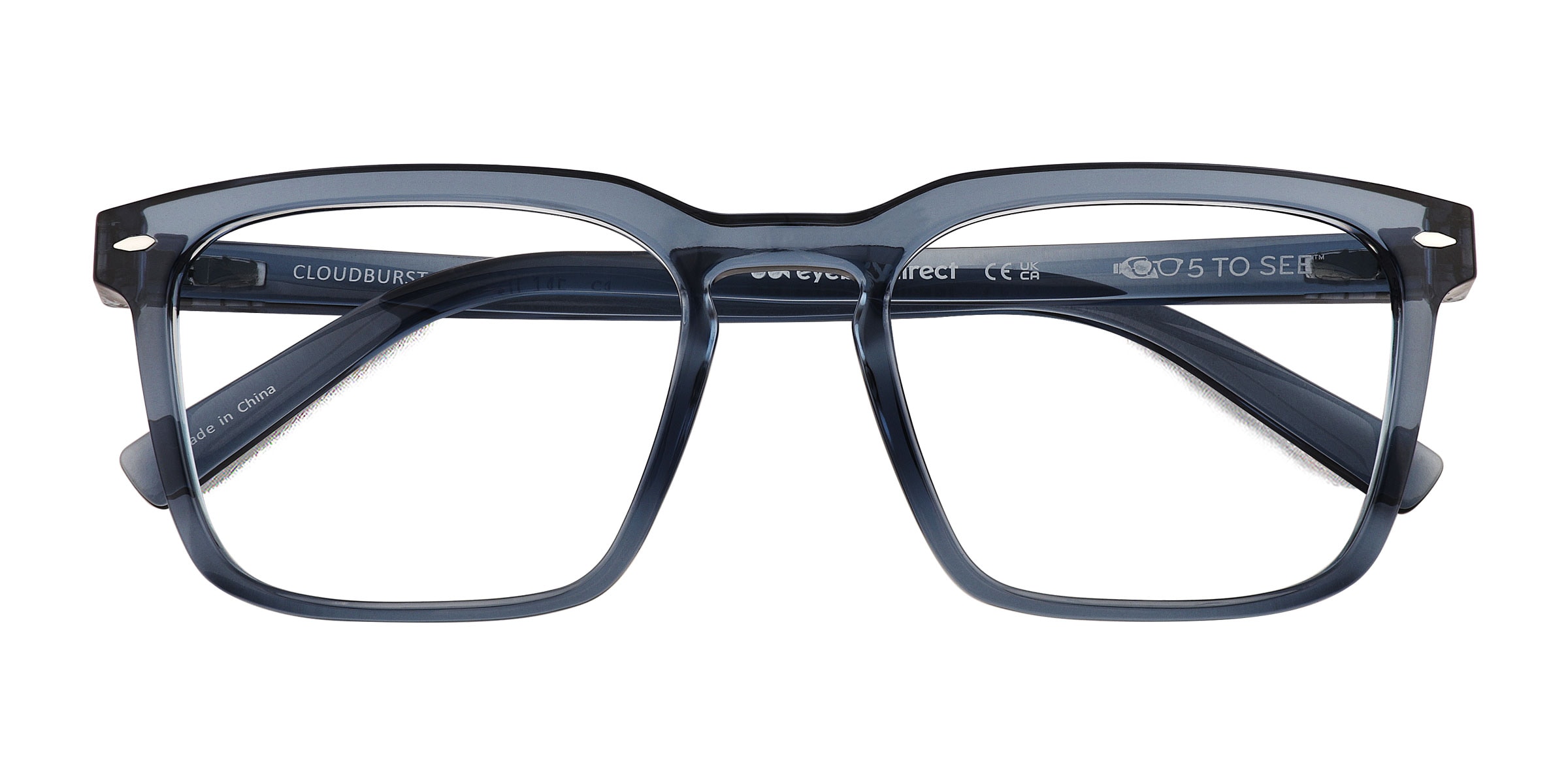Cloudburst Rectangle Clear Gray Full Rim Eyeglasses