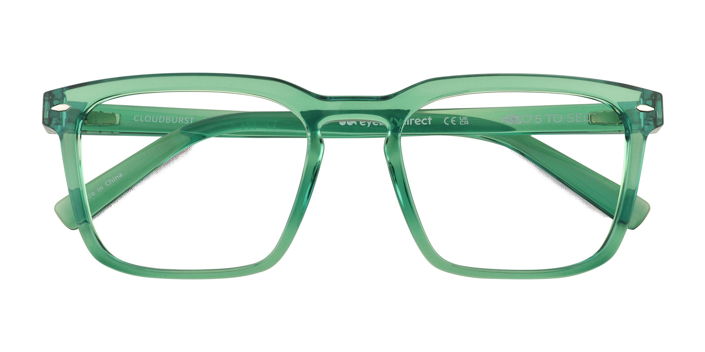 Cloudburst Rectangle Clear Green Full Rim Eyeglasses