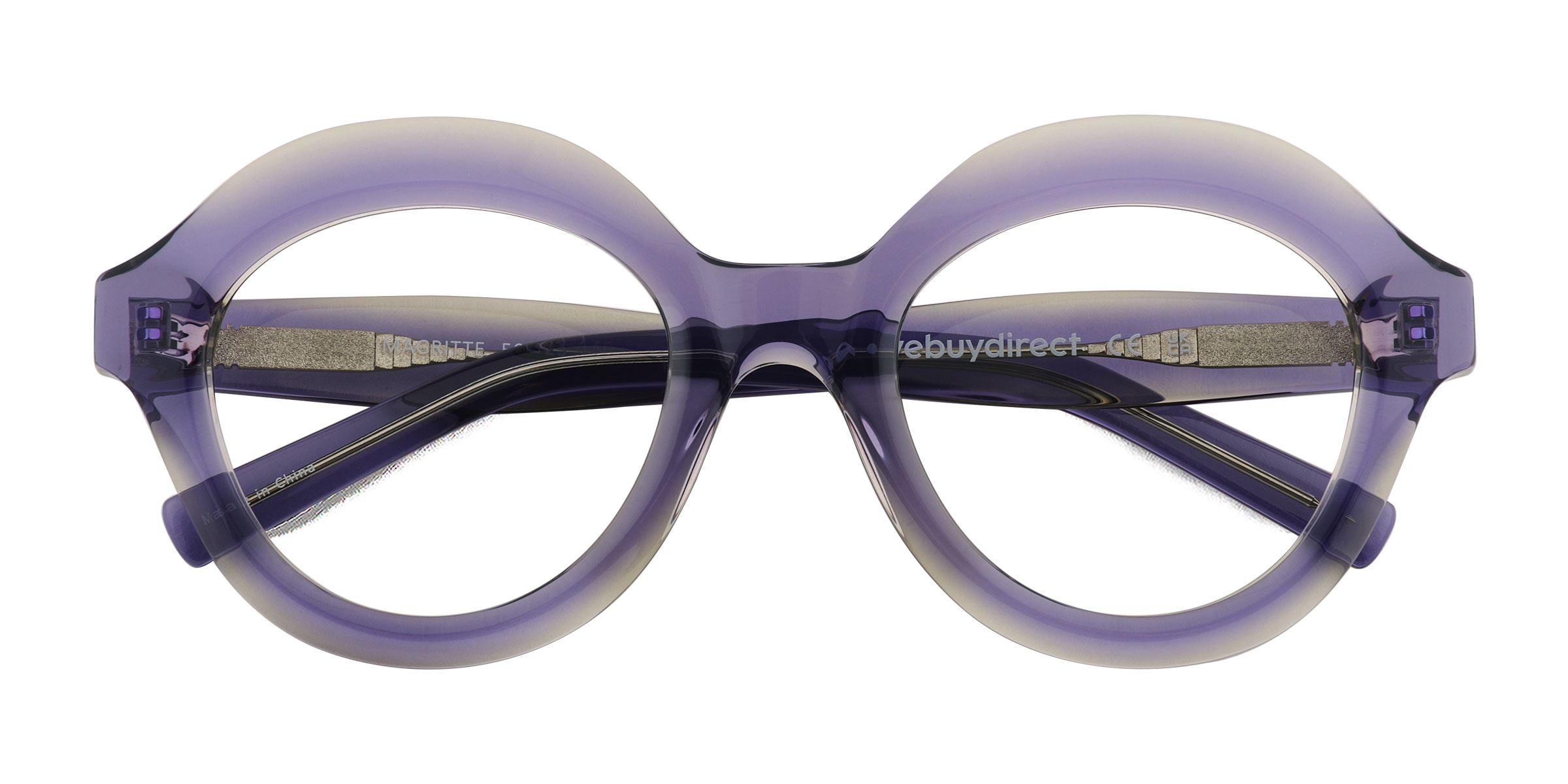 Magritte Round Clear Purple Glasses for Women