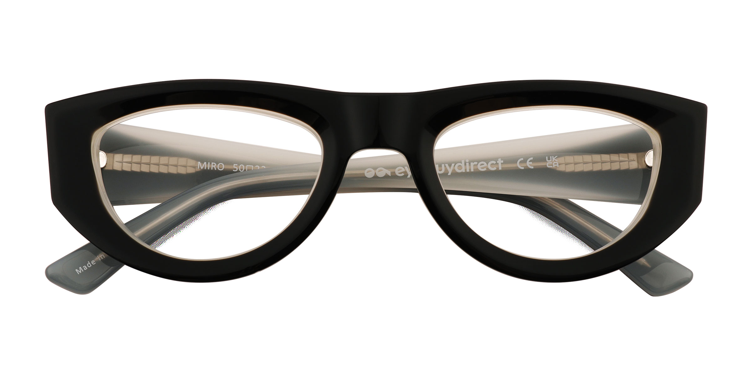 Miro Cat Eye Black White Full Rim Eyeglasses