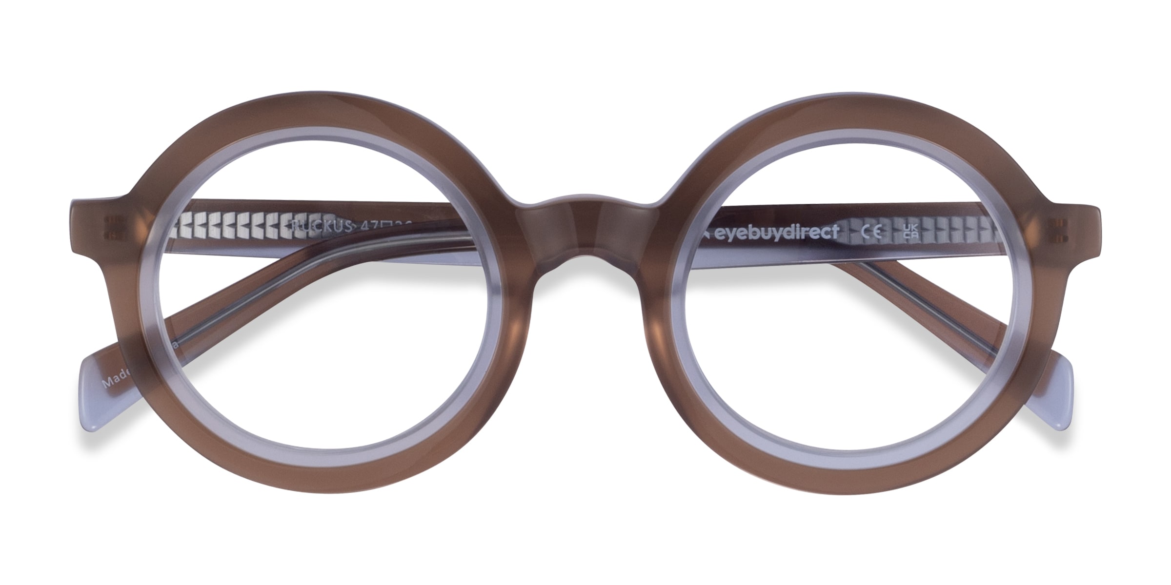 Ruckus Round Clear Brown Full Rim Eyeglasses