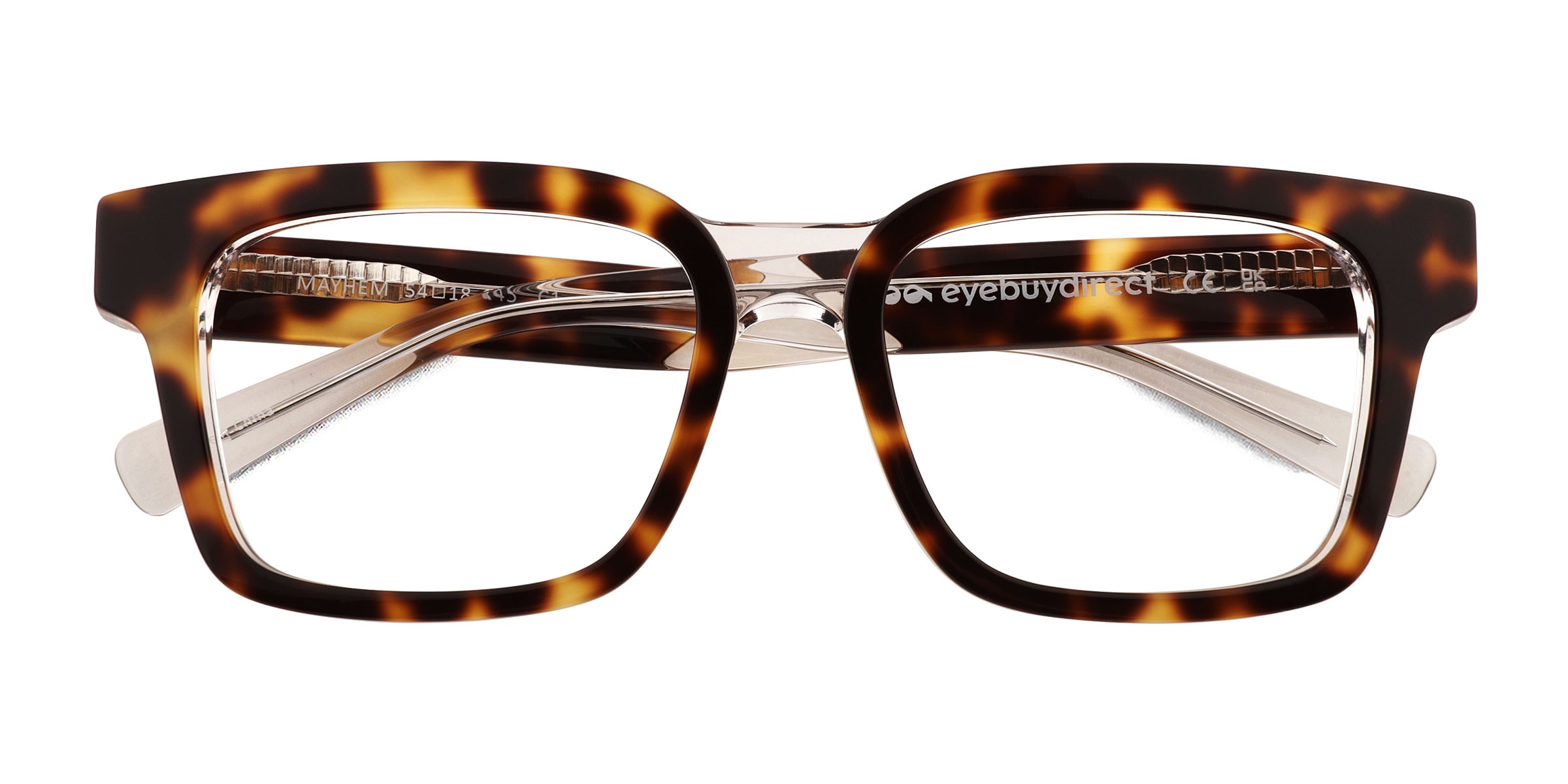 Mayhem Rectangle Clear Tortoise Full Rim Eyeglasses