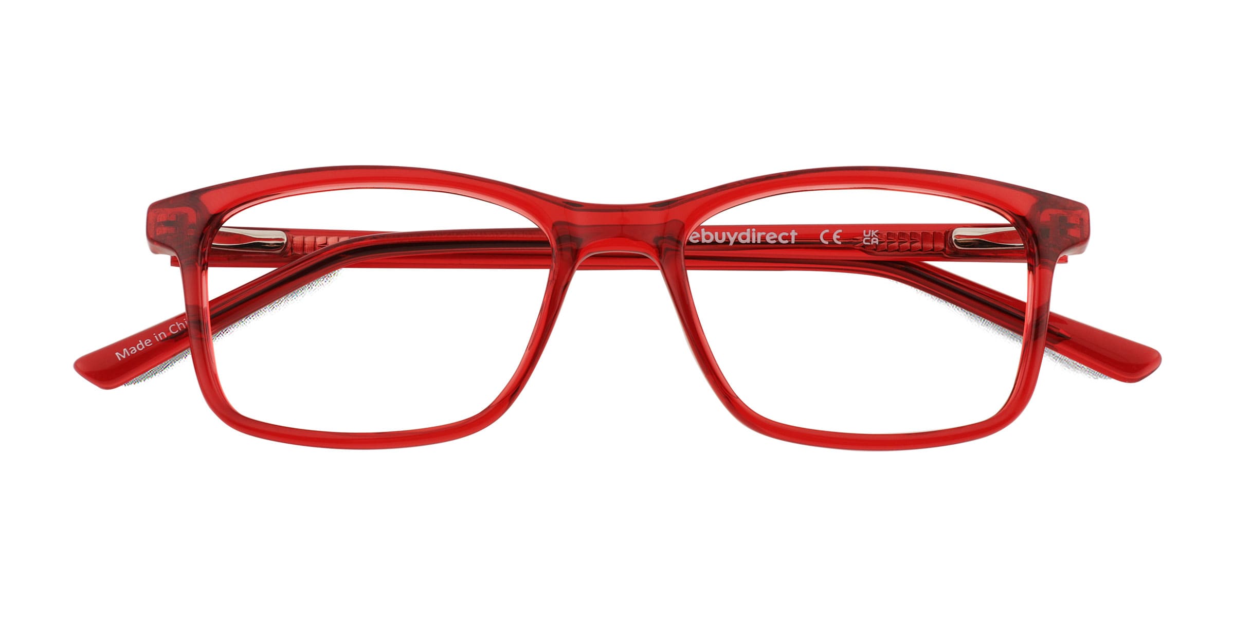 Zippy Rectangle Shiny Clear Red Glasses For Kids
