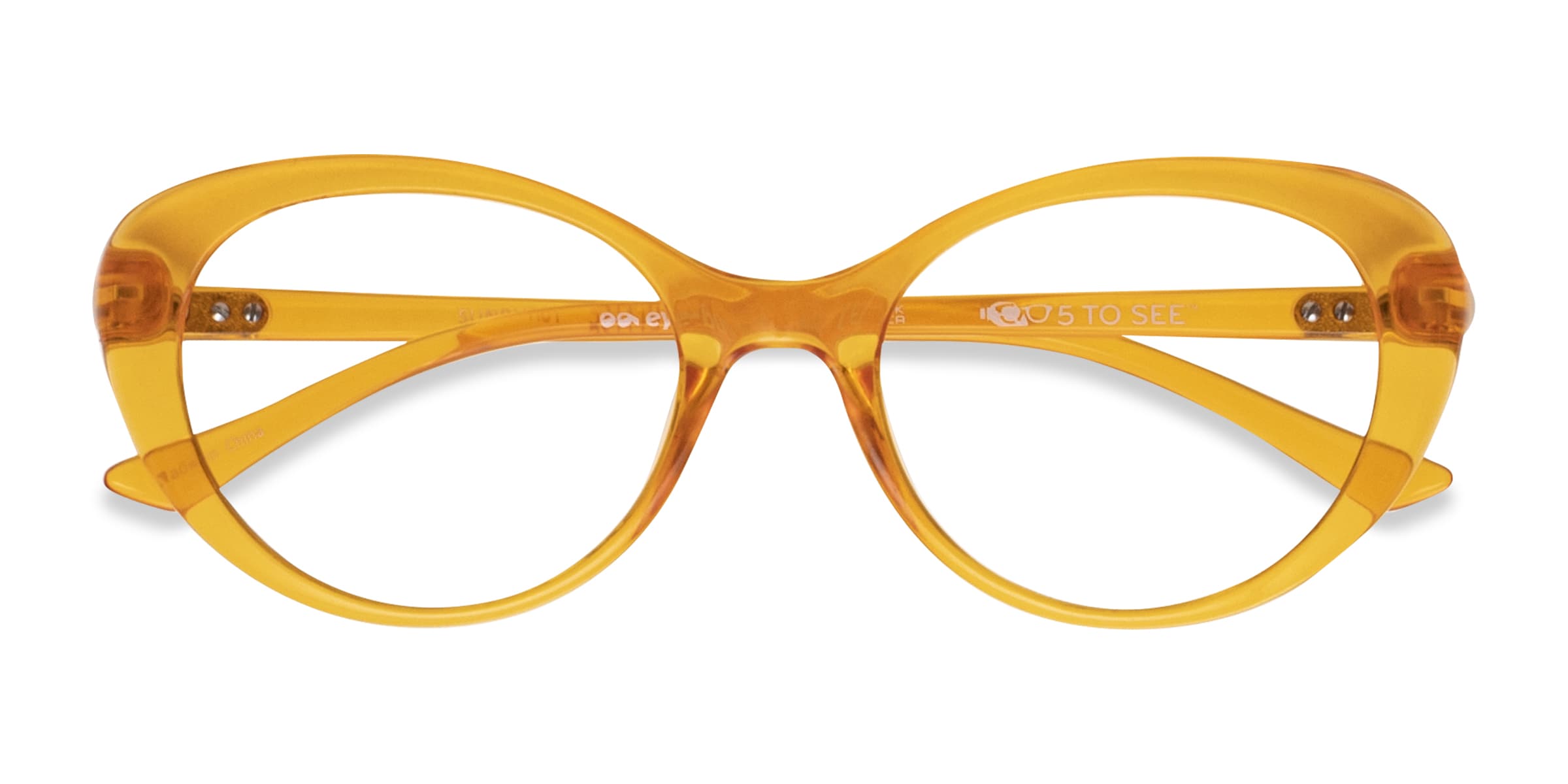 Sunburst Cat Eye Clear Orange Glasses for Women