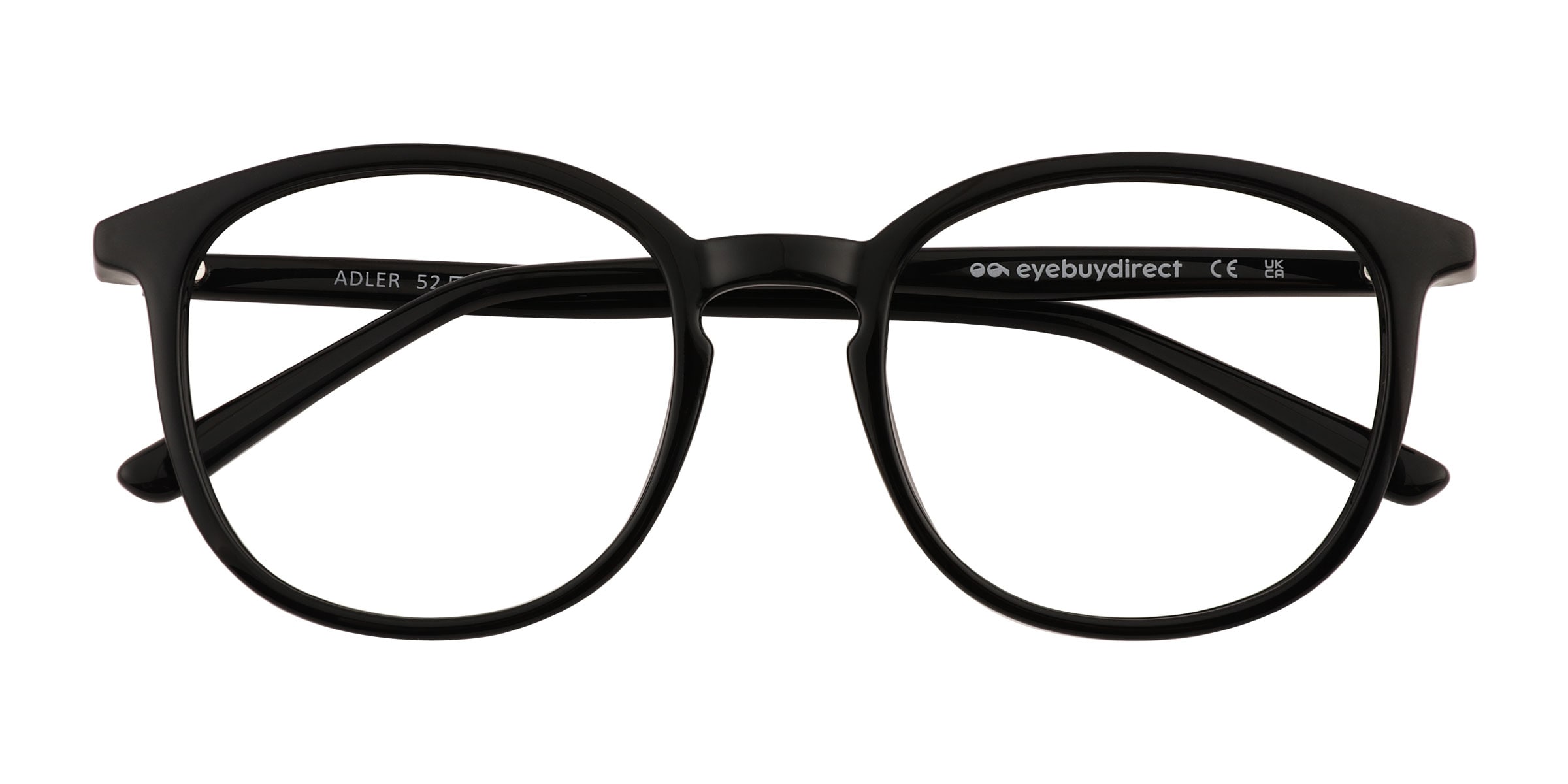 Adler Round Shiny Black Full Rim Eyeglasses