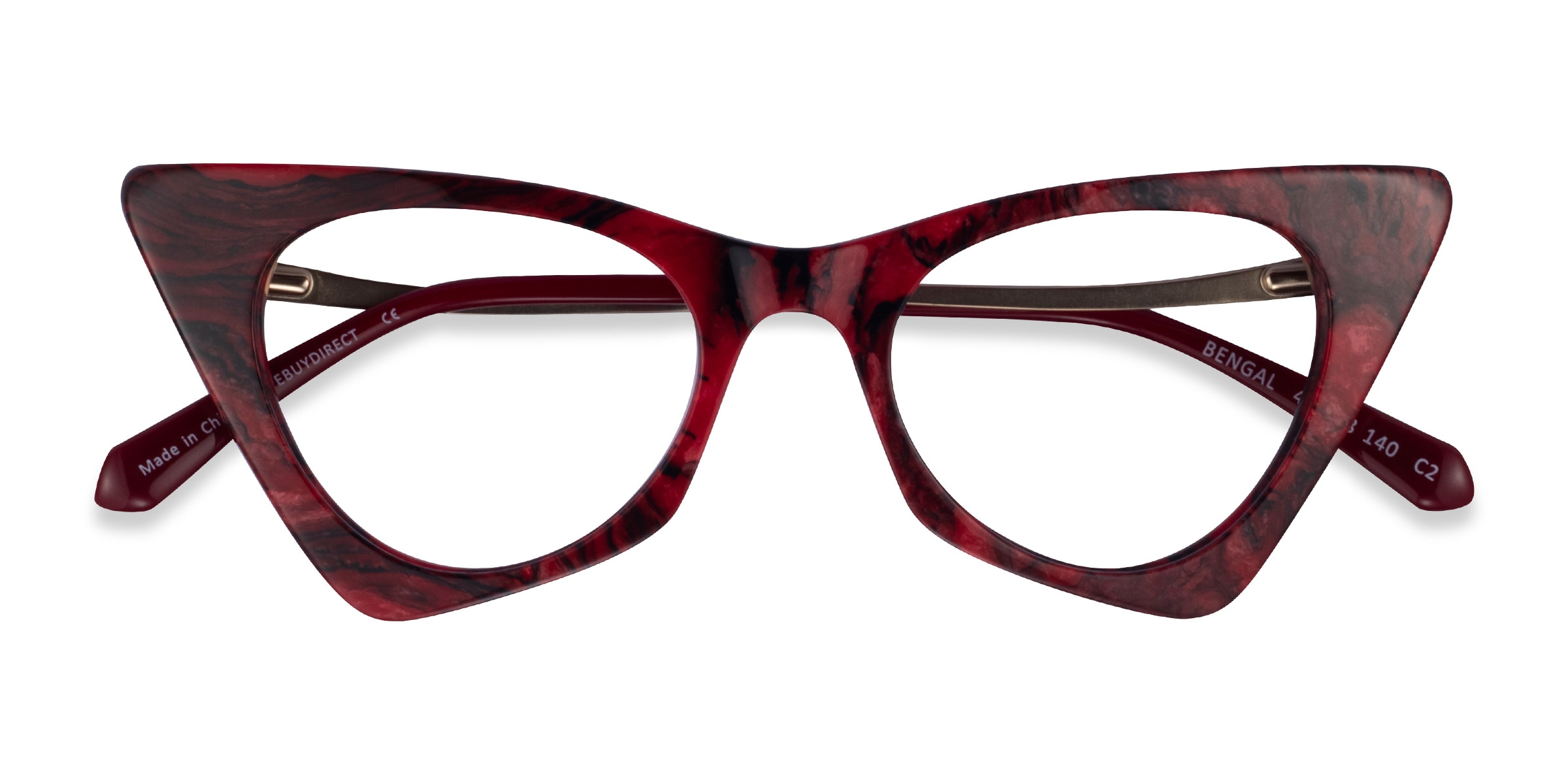 Bengal Cat Eye Red Floral Glasses for Women