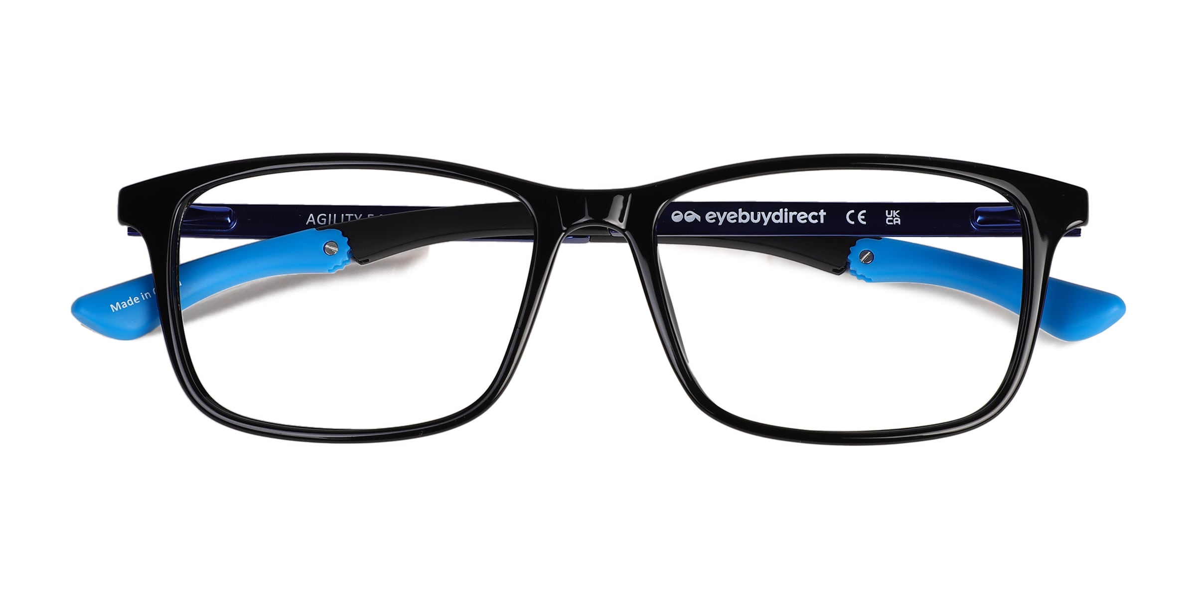 Agility Rectangle Solid Black Full Rim Eyeglasses