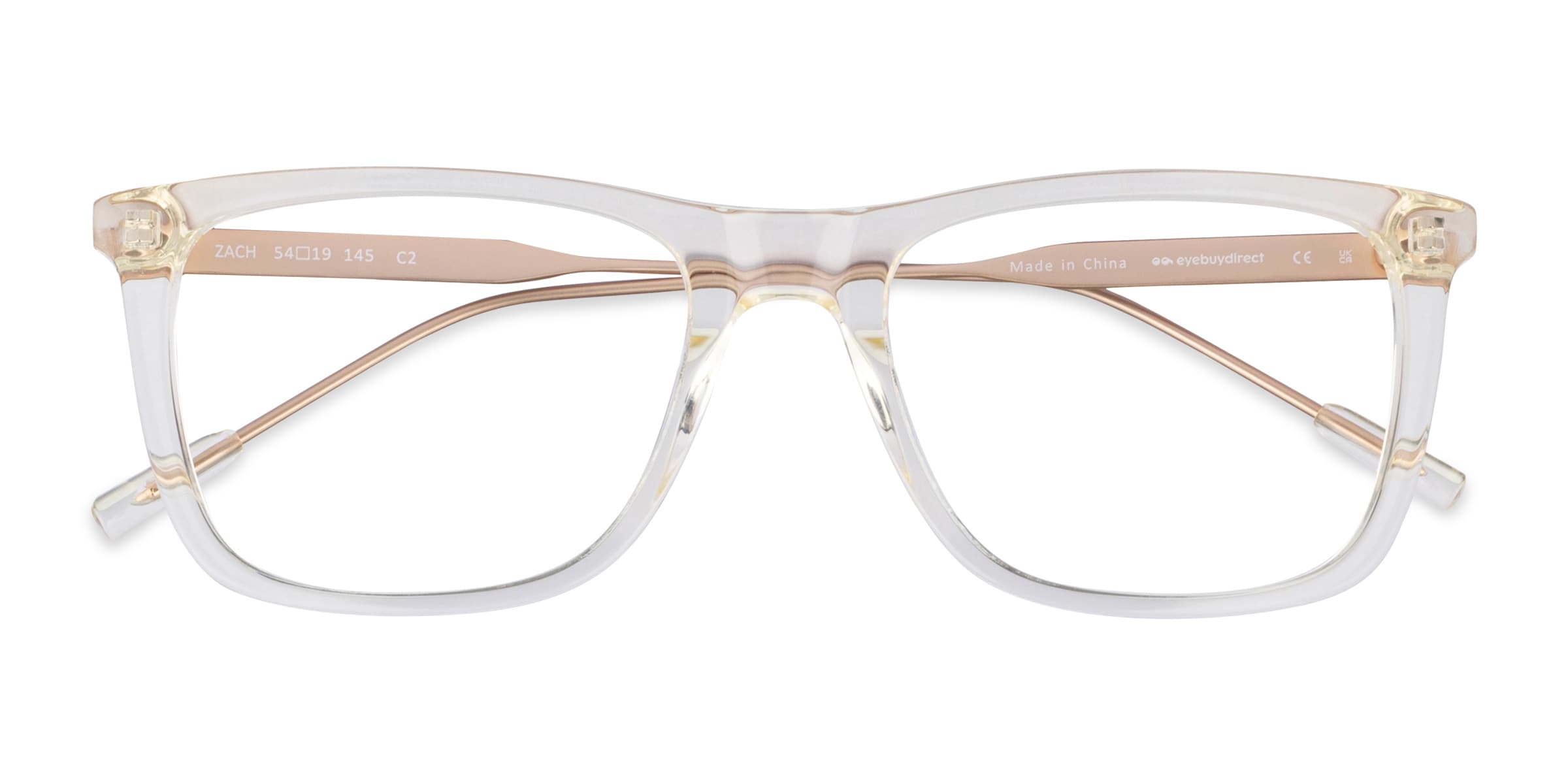 Zach Square Clear Yellow Glasses for Men