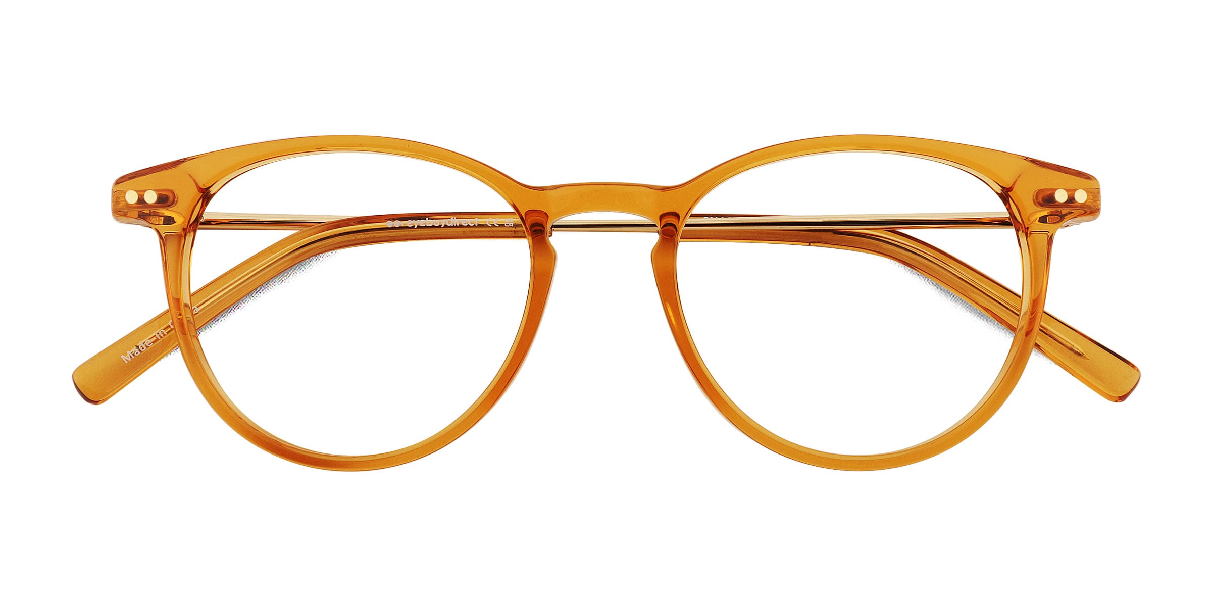 Snap Round Clear Orange Full Rim Eyeglasses