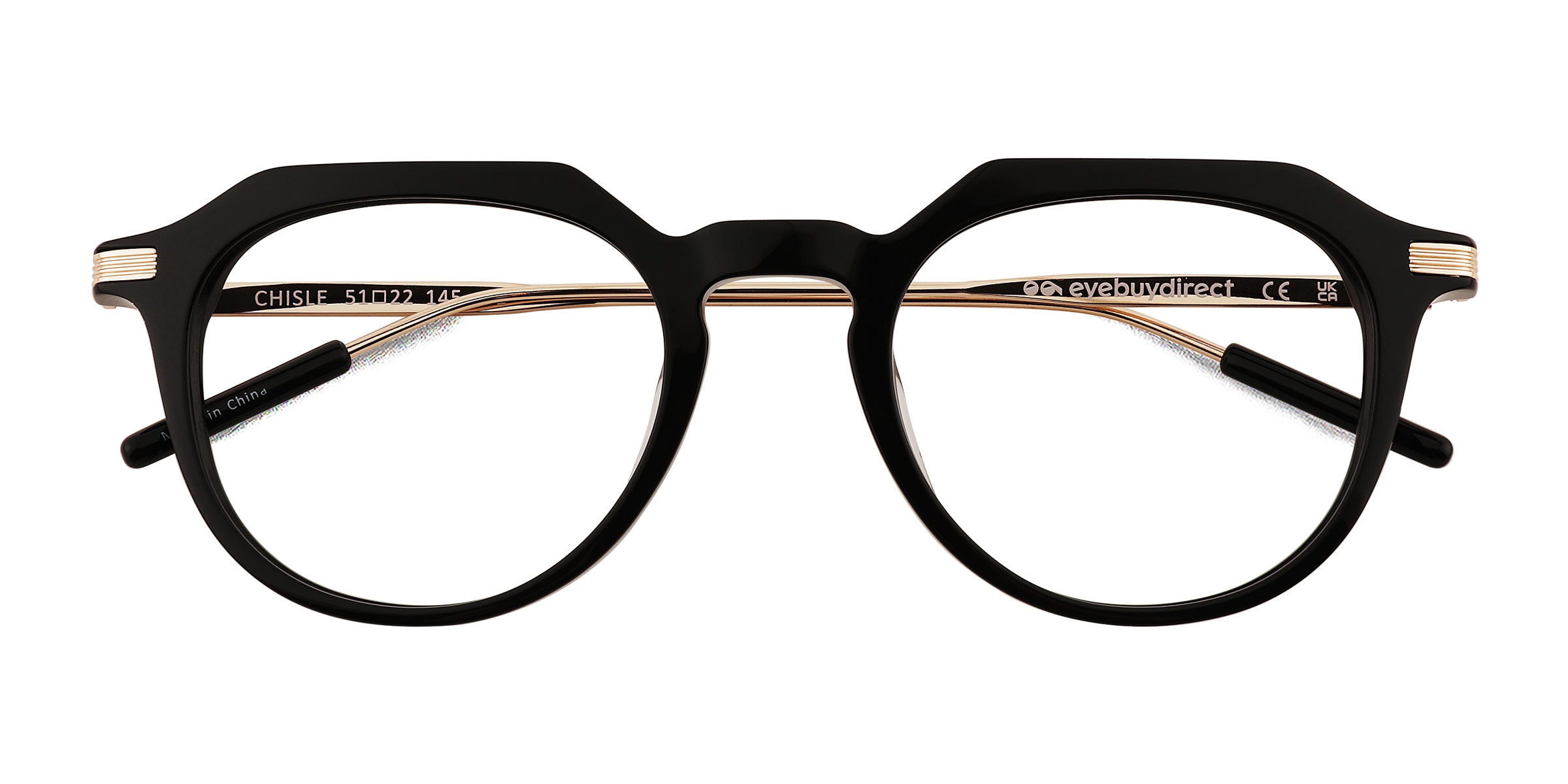 Chisle Geometric Black Gold Full Rim Eyeglasses