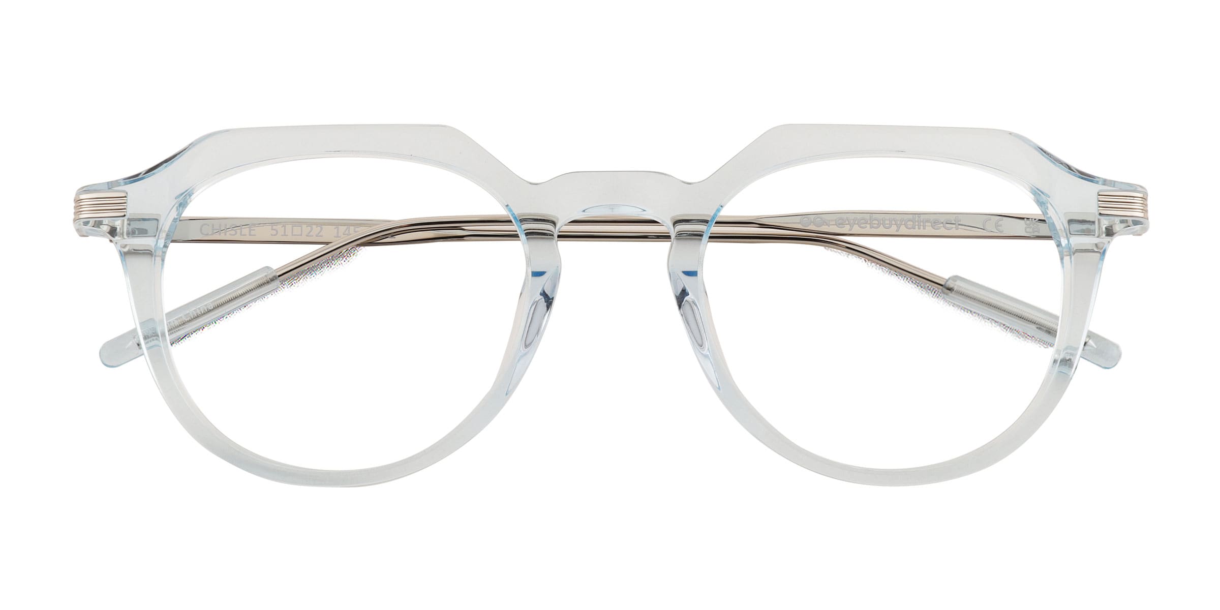 Chisle Geometric Clear Blue Silver Full Rim Eyeglasses