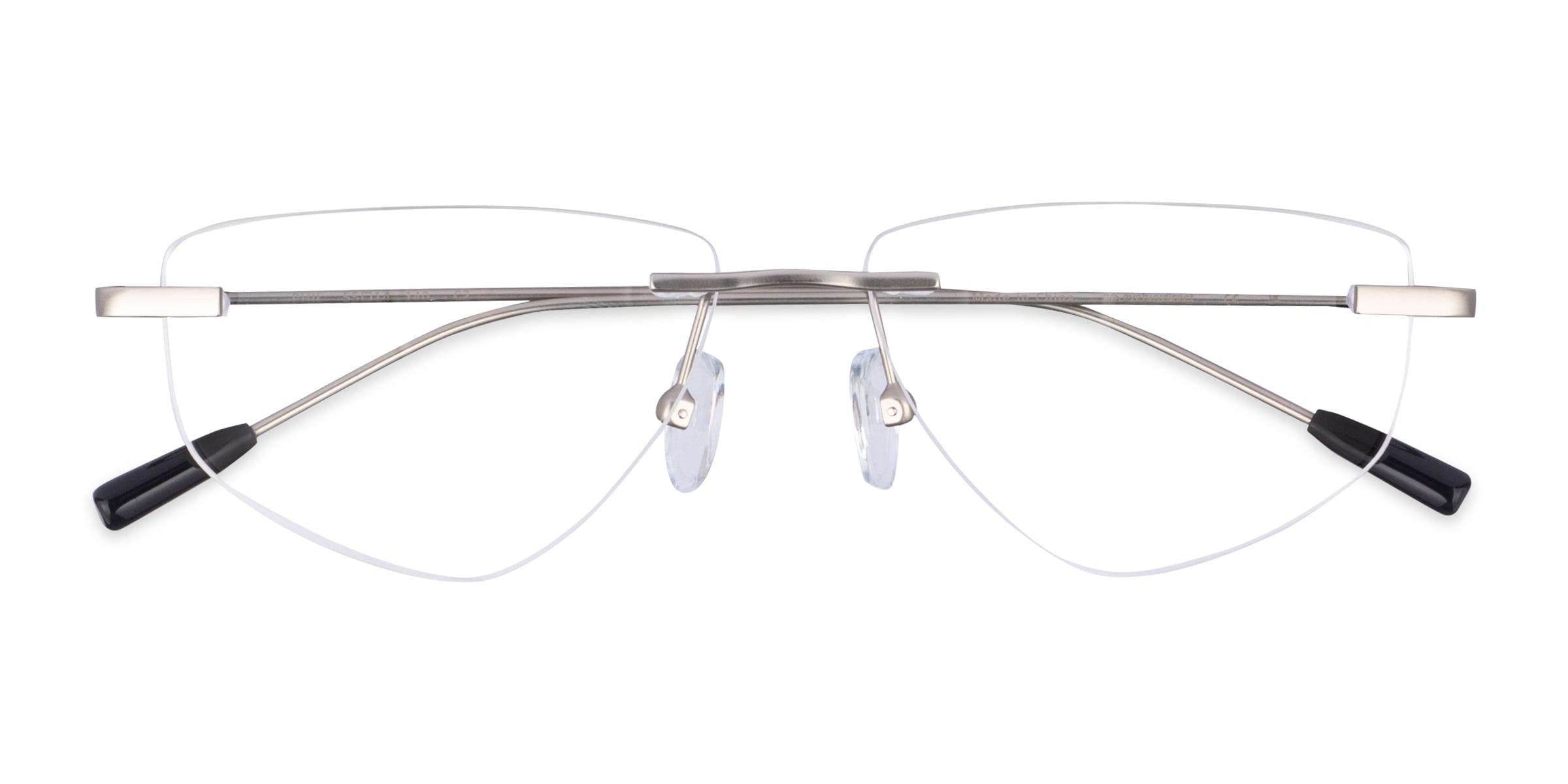 Phil Geometric Matte Silver Rimless Eyeglasses