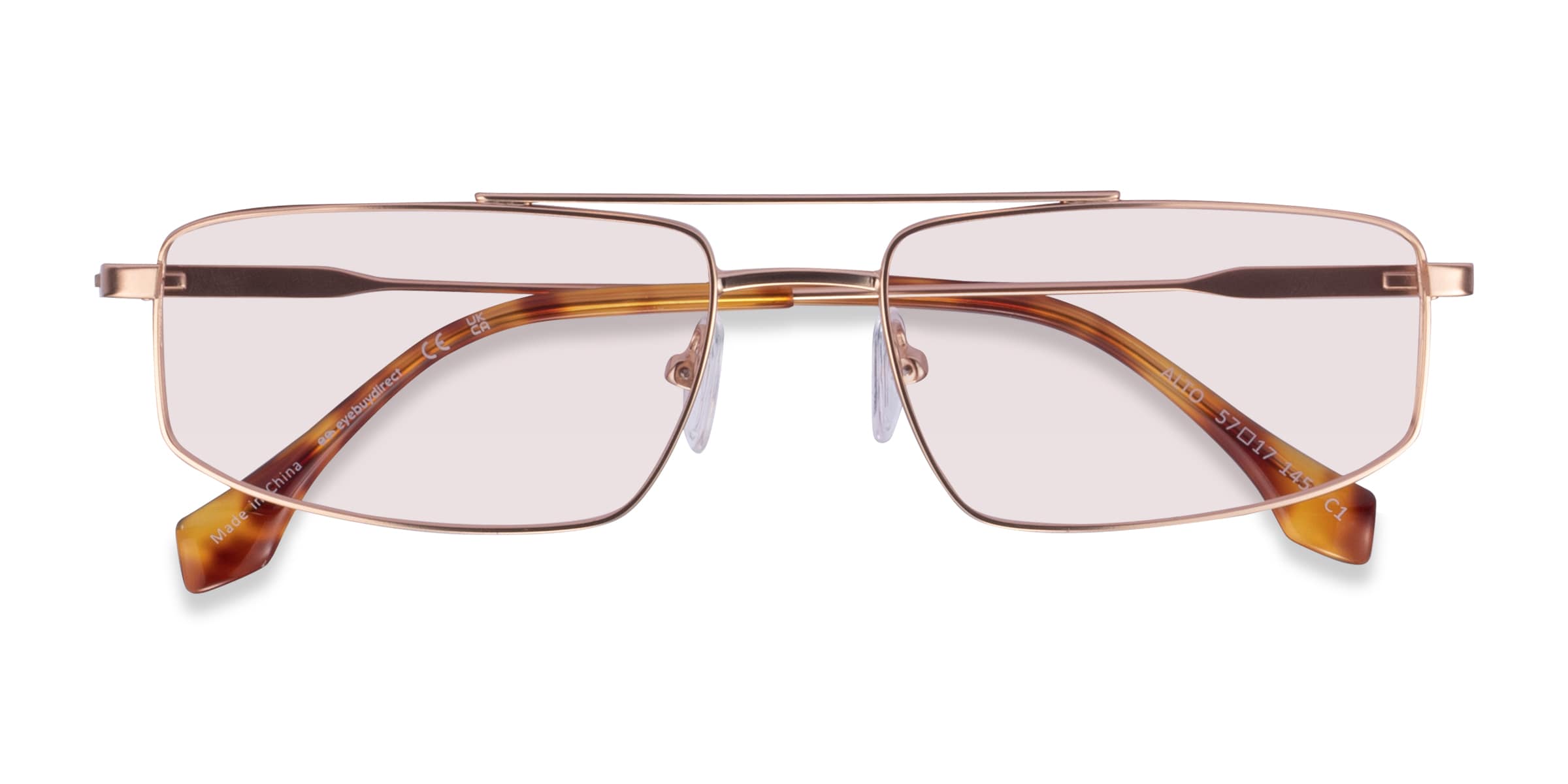 Alto - Aviator Matt Rose Gold Frame Prescription Sunglasses