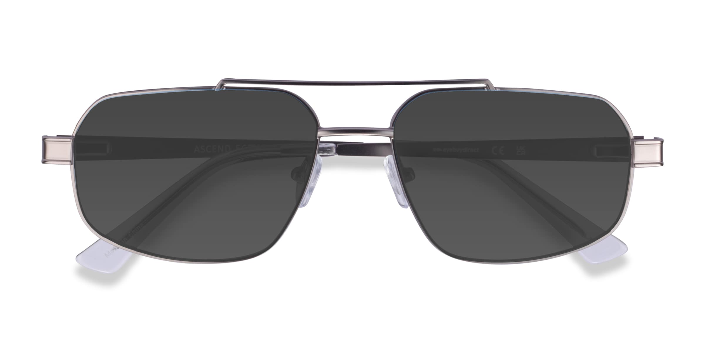 Ascend - Aviator Satin Gunmetal Frame Prescription Sunglasses