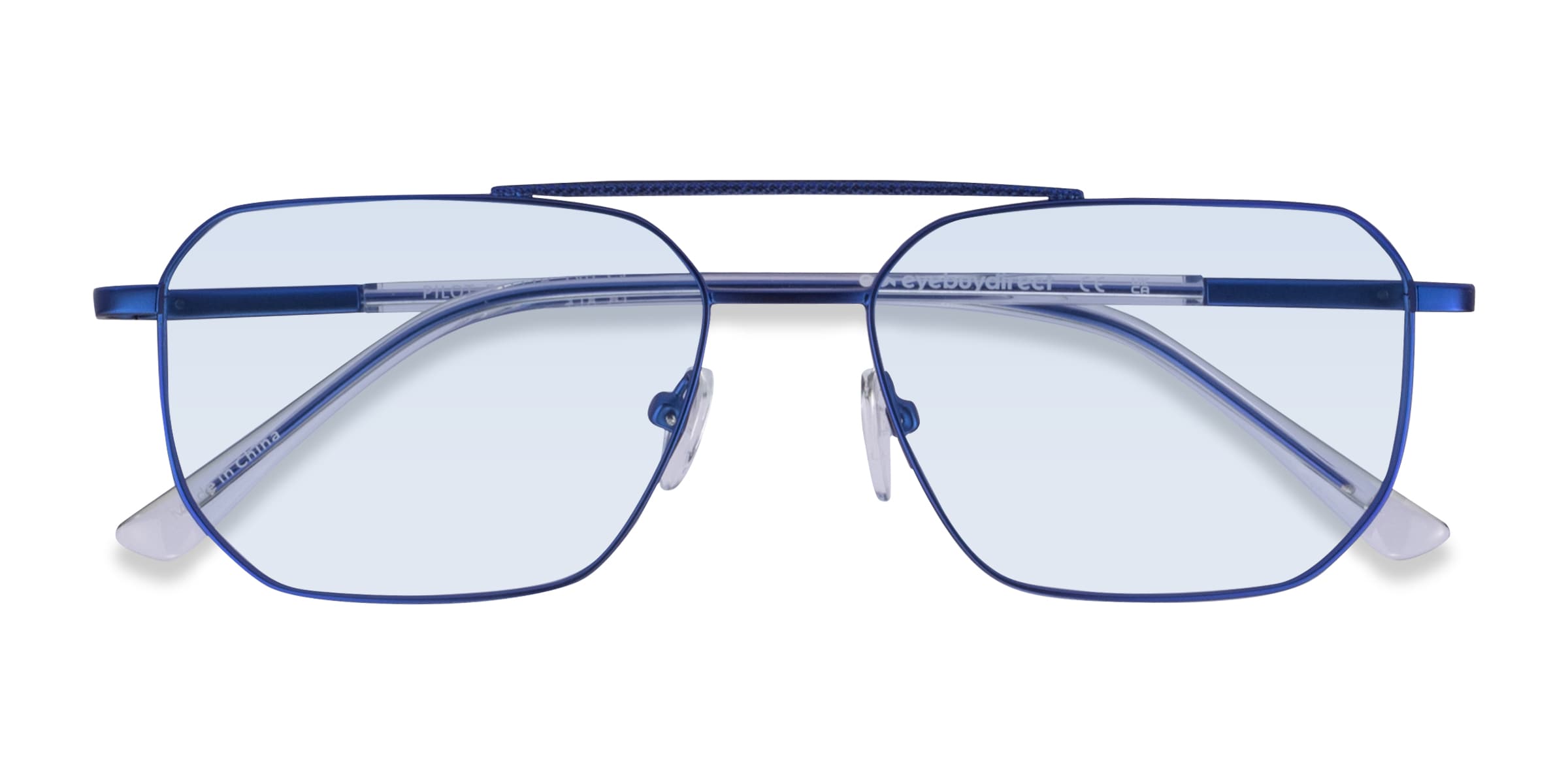 Pilot - Aviator Matt Blue Shiny Clear Frame Prescription Sunglasses