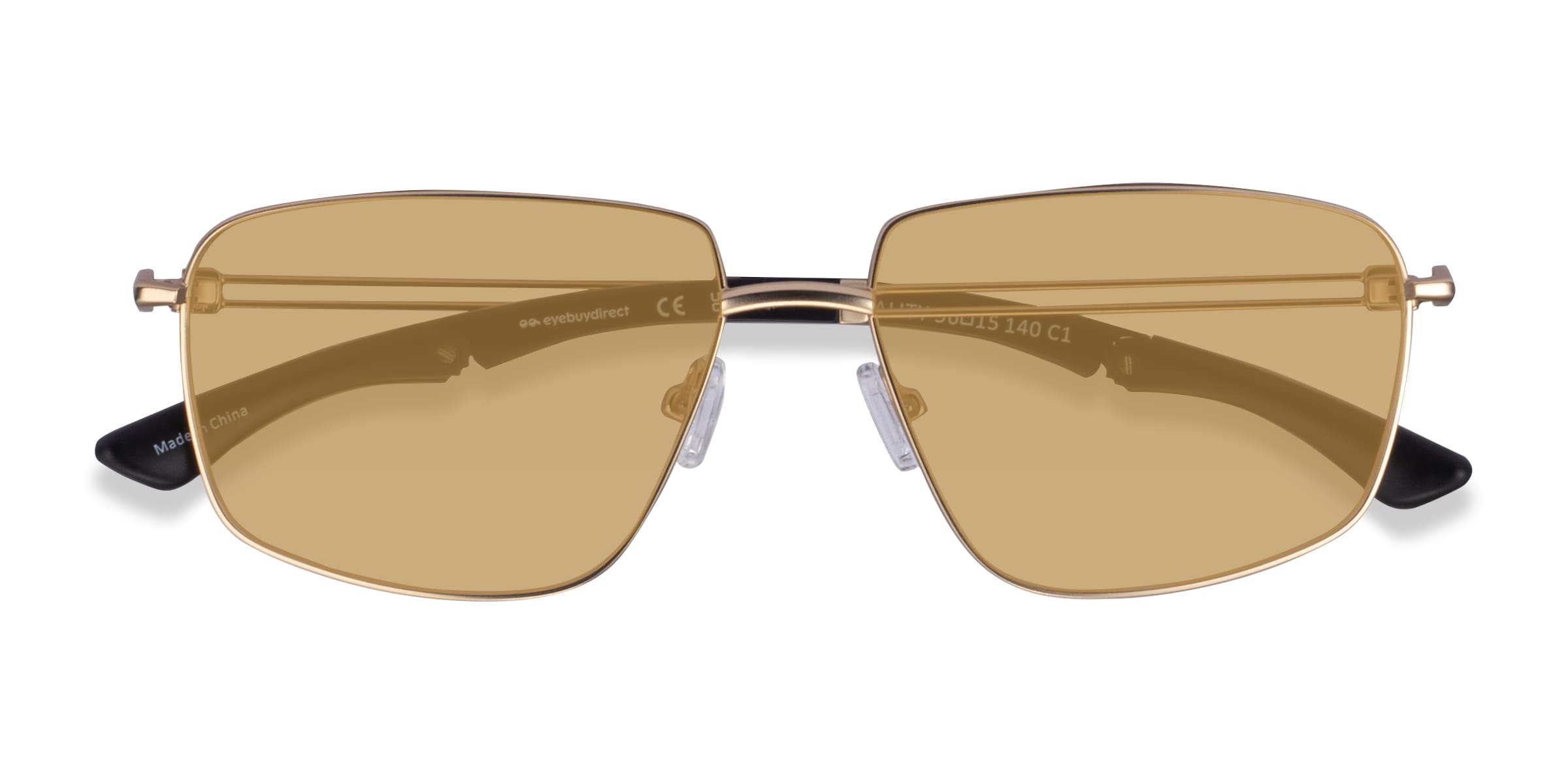 Vitality - Rectangle Matte Gold Frame Prescription Sunglasses