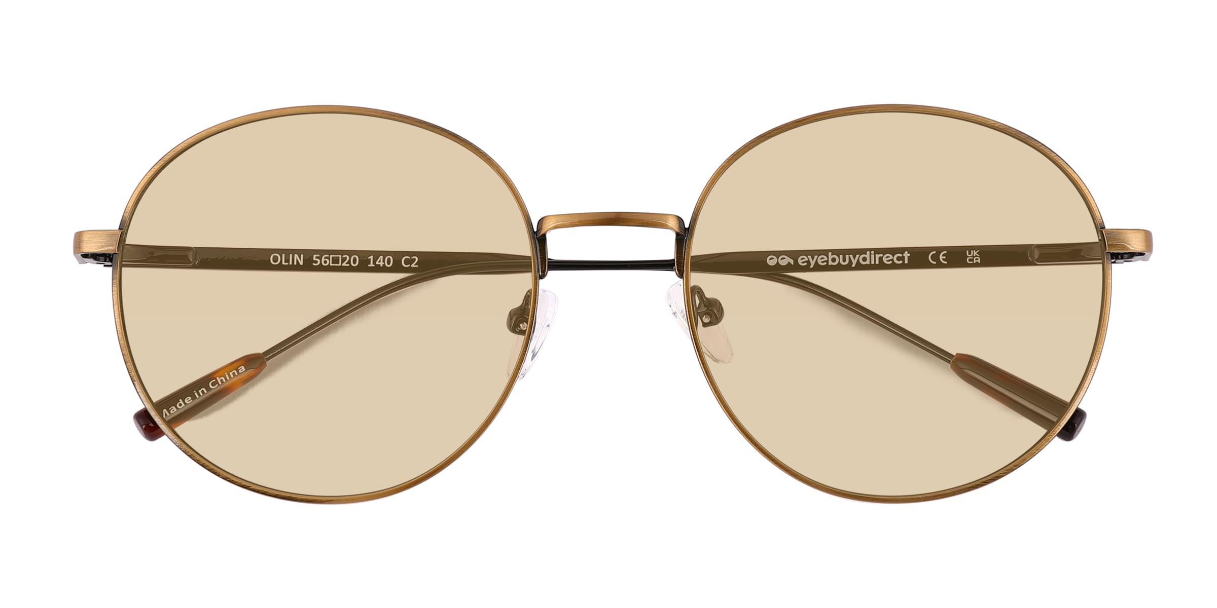 Olin - Round Bronze Frame Prescription Sunglasses