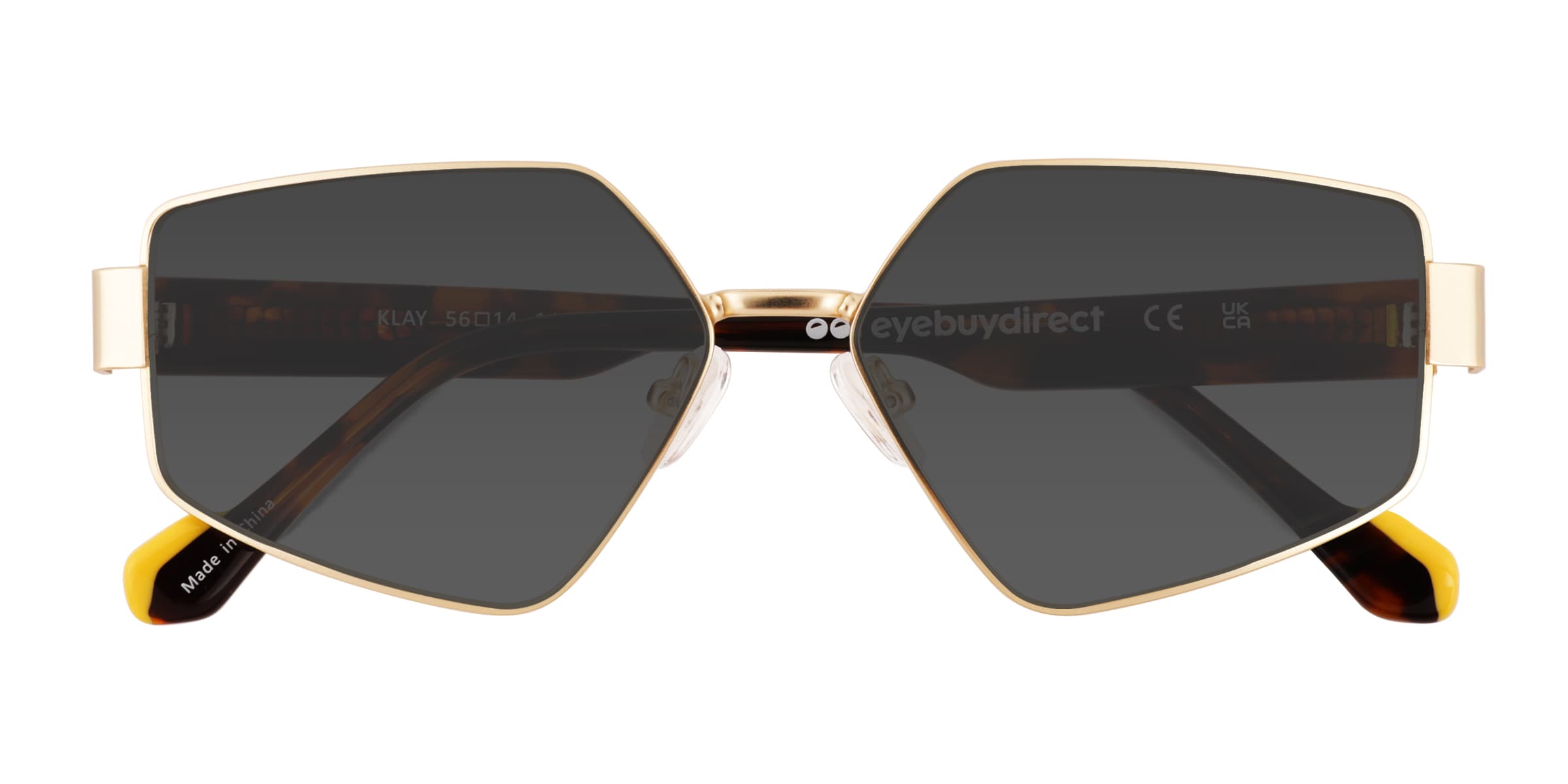 Klay - Geometric Gold Frame Sunglasses For Men