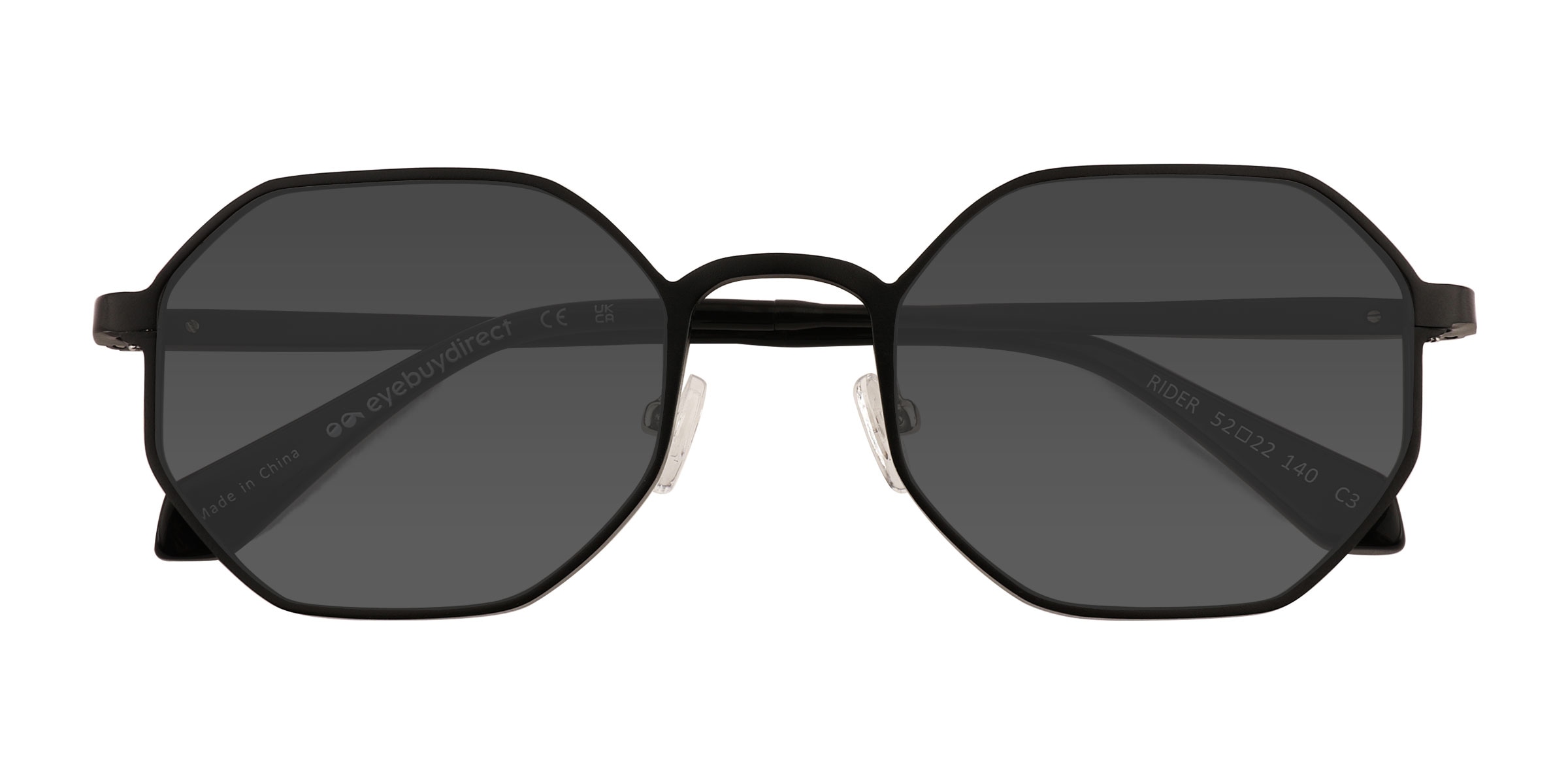Rider - Geometric Matte Black Frame Prescription Sunglasses