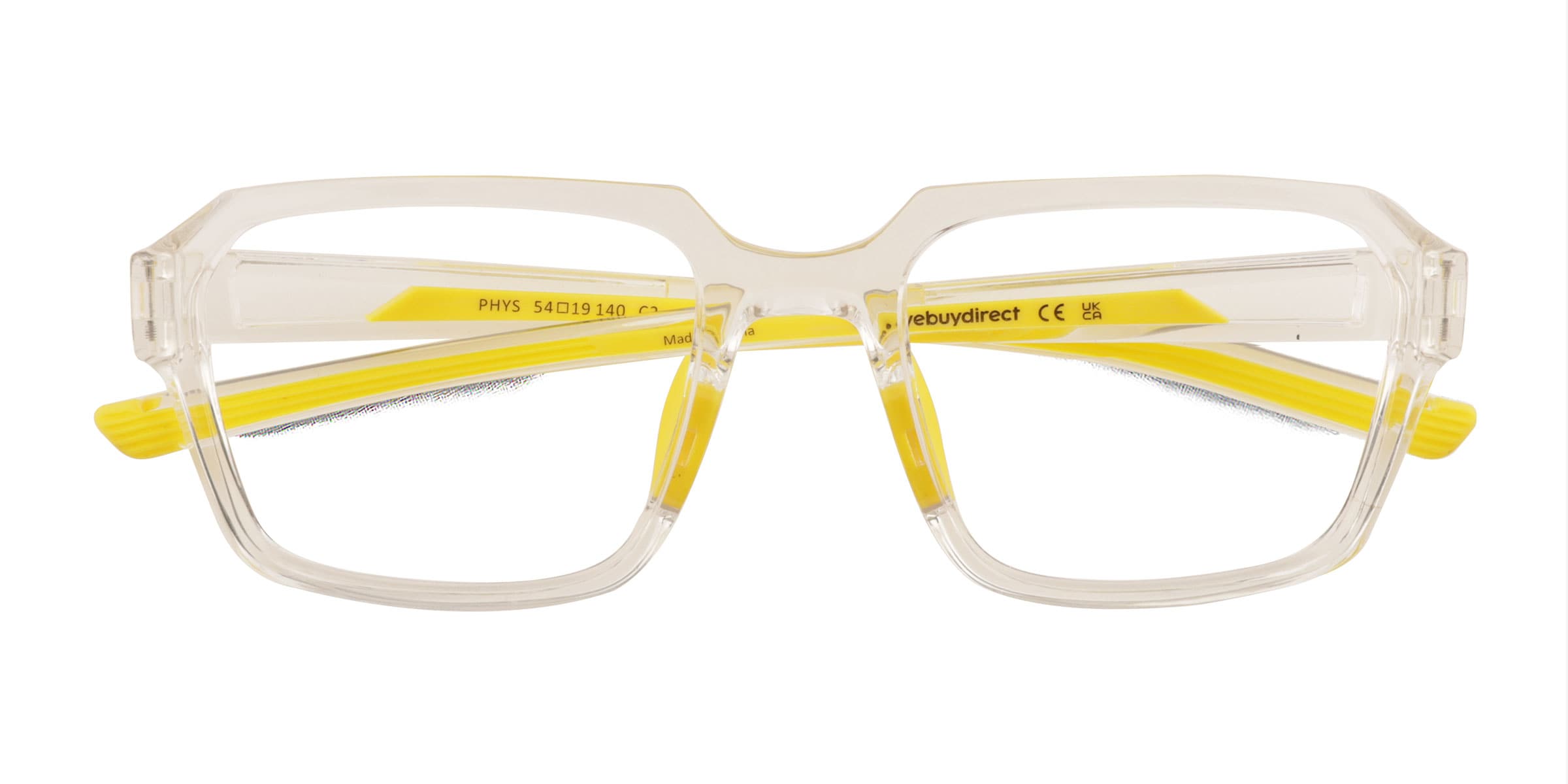 Phys Square Clear Yellow Full Rim Eyeglasses