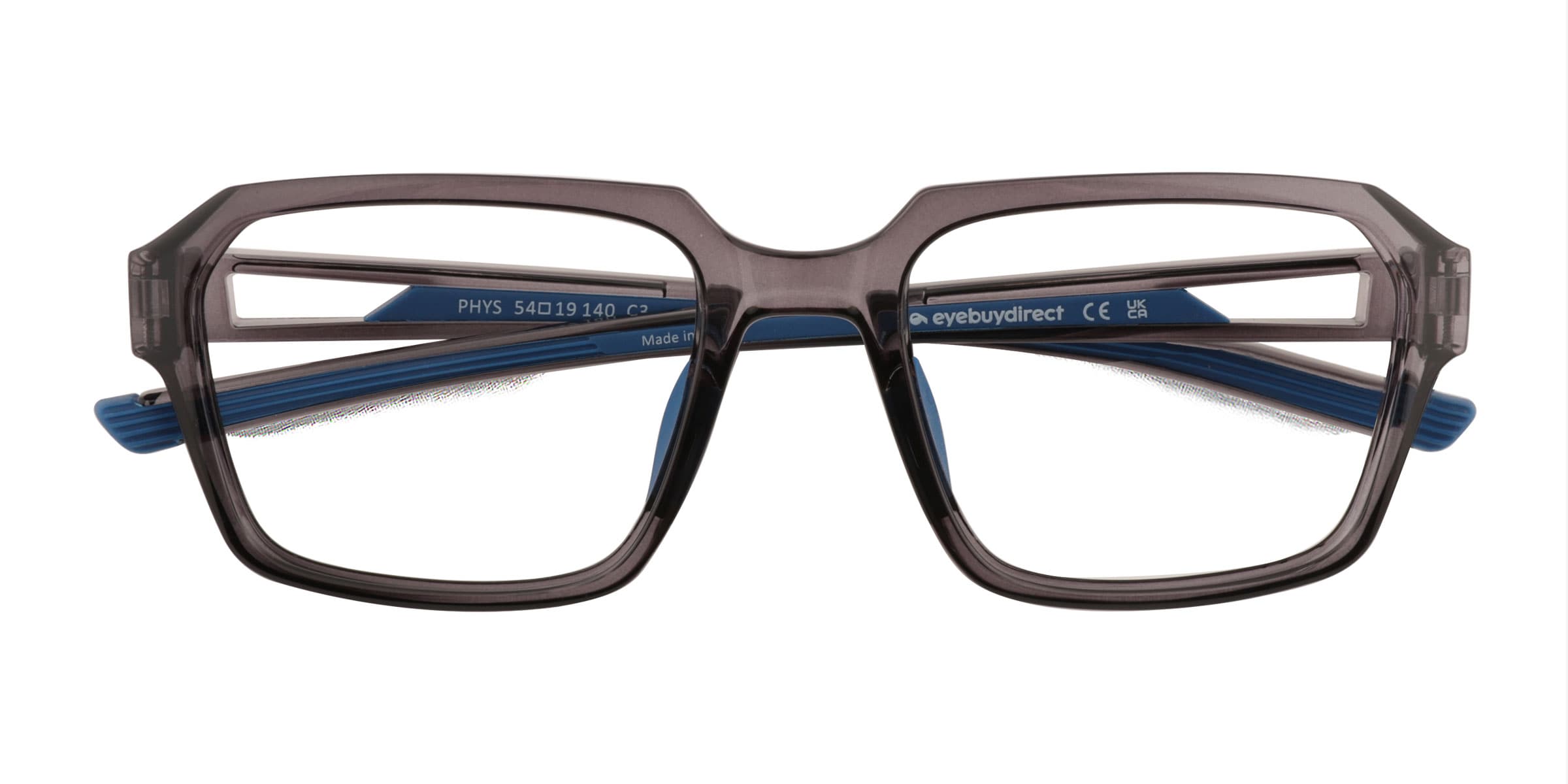 Phys Square Clear Gray Full Rim Eyeglasses