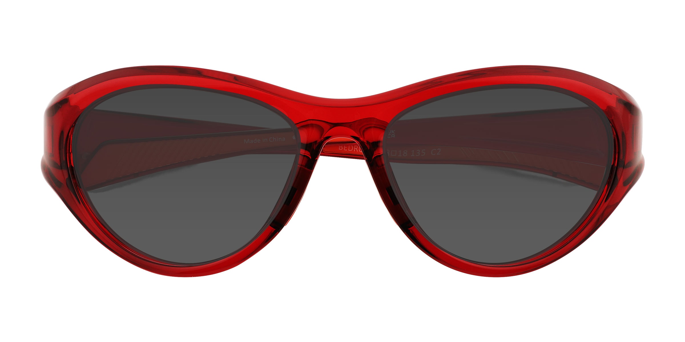 Bedrock - Round Clear Red Frame Sunglasses For Women