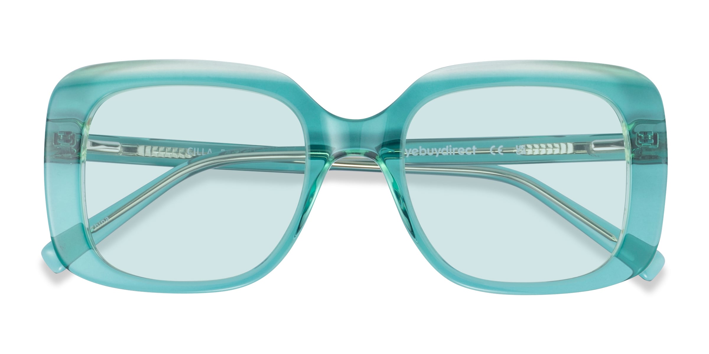 Cilla - Square Crystal Green Frame Prescription Sunglasses