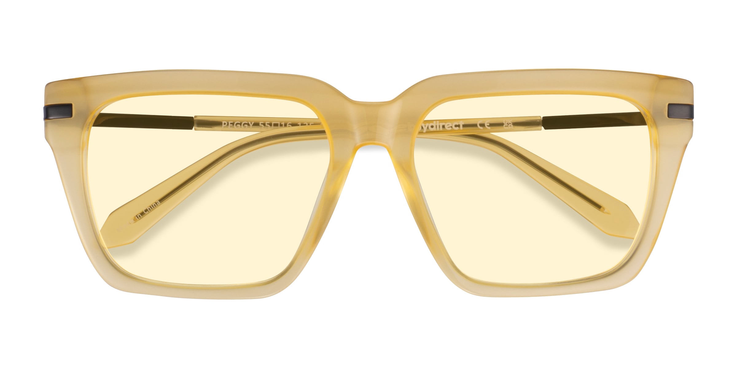 Peggy - Square Milky Yellow Frame Prescription Sunglasses