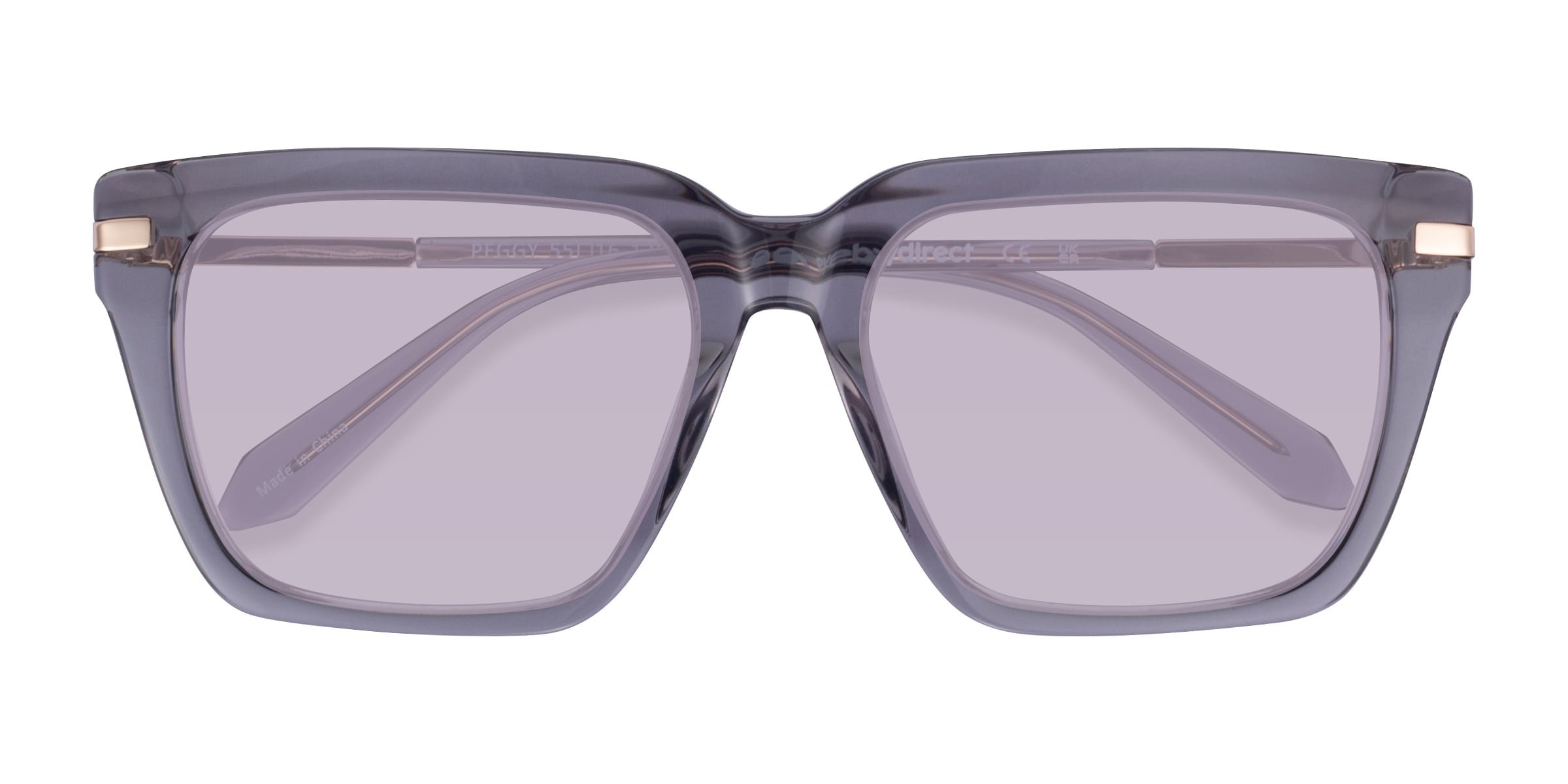 Peggy - Square Crystal Gray Frame Prescription Sunglasses