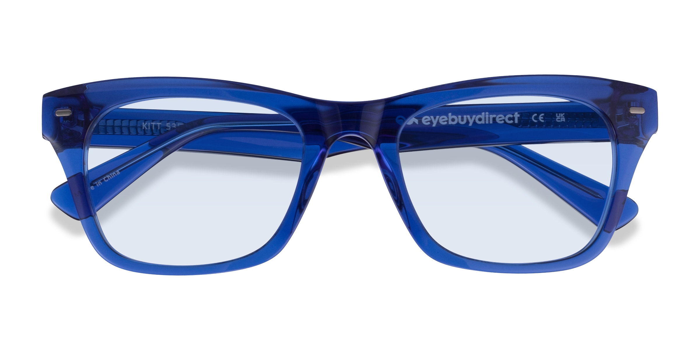 Kitt - Rectangle Crystal Dark Blue Frame Prescription Sunglasses