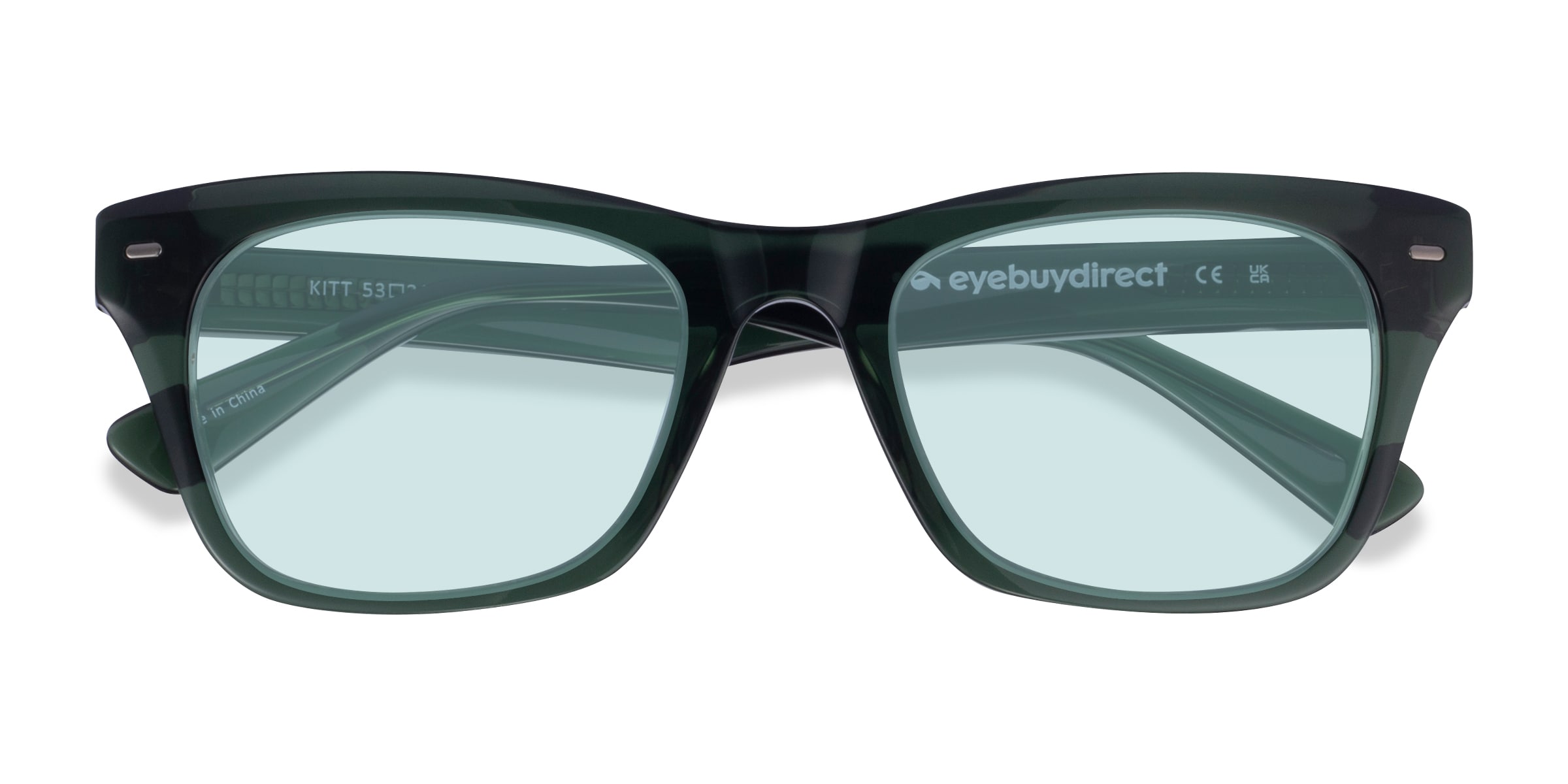 Kitt - Rectangle Crystal Green Frame Prescription Sunglasses