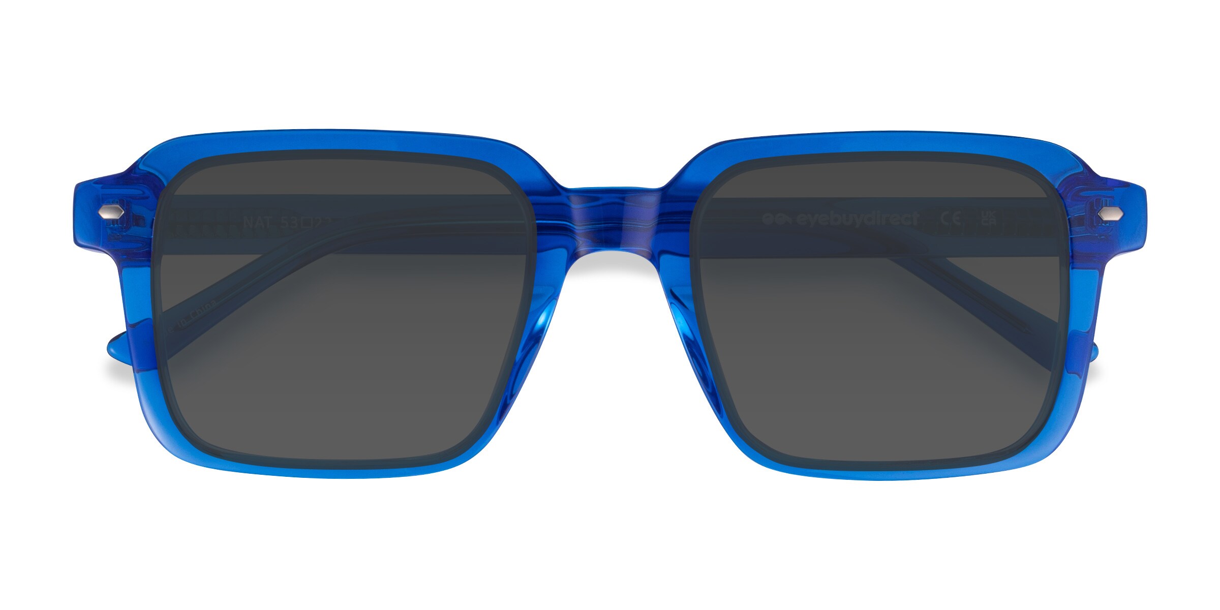 Nat - Square Crystal Blue Frame Prescription Sunglasses
