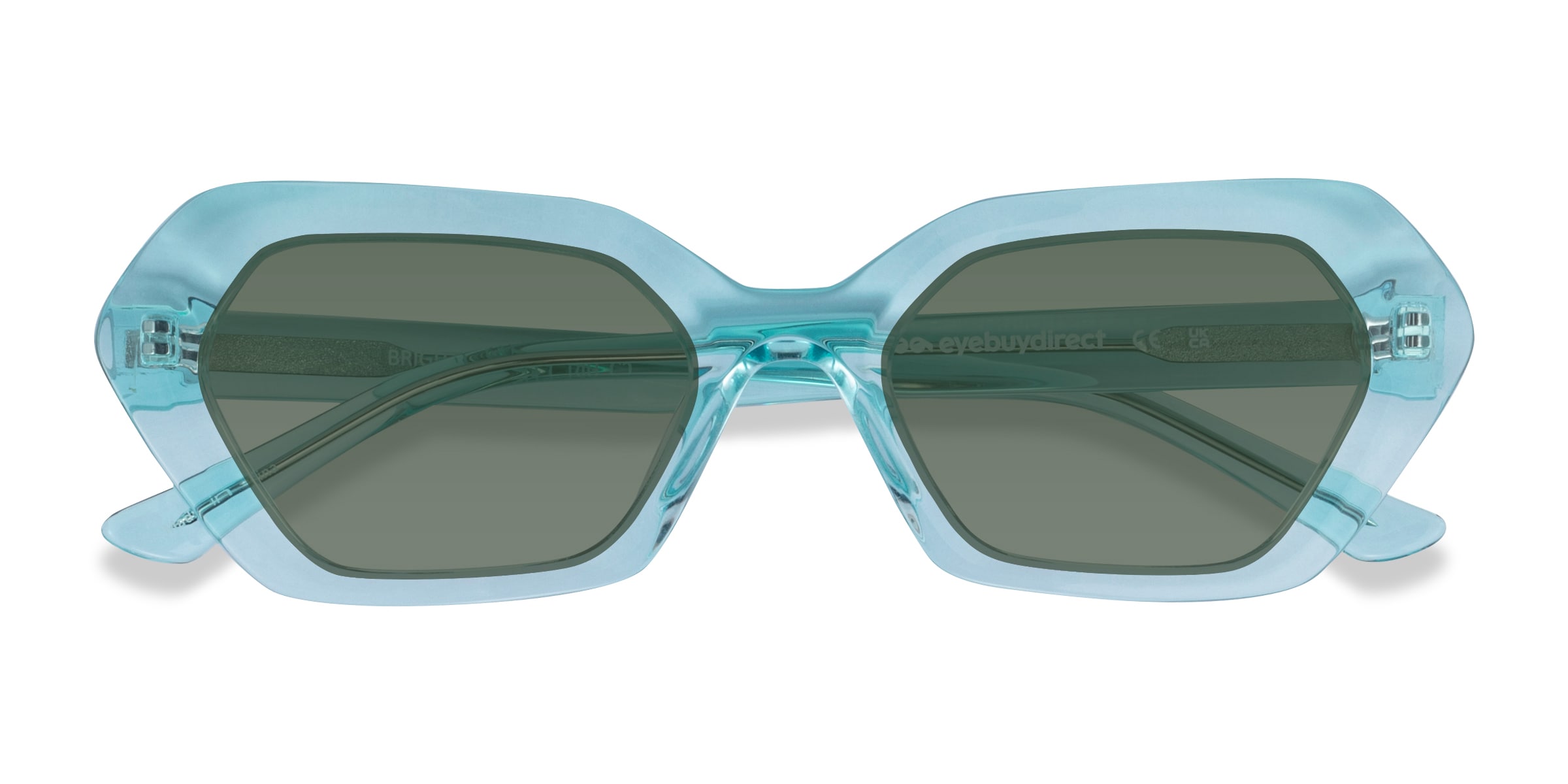 Brigitte - Geometric Crystal Light Green Frame Sunglasses For Women