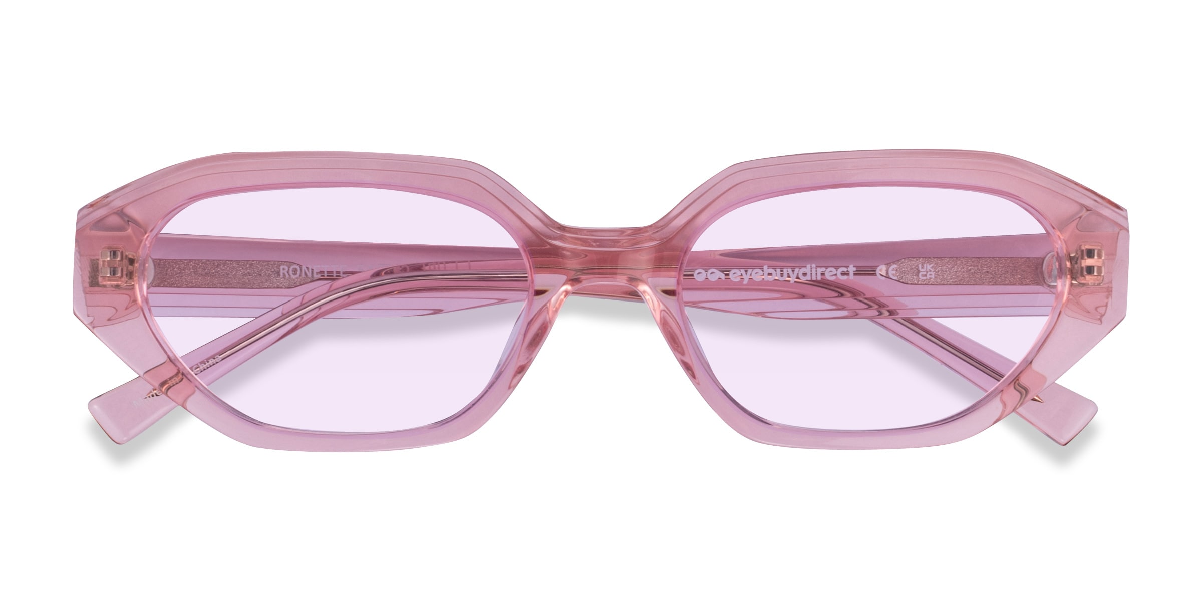 Ronette - Cat Eye Crystal Peach Frame Sunglasses For Women